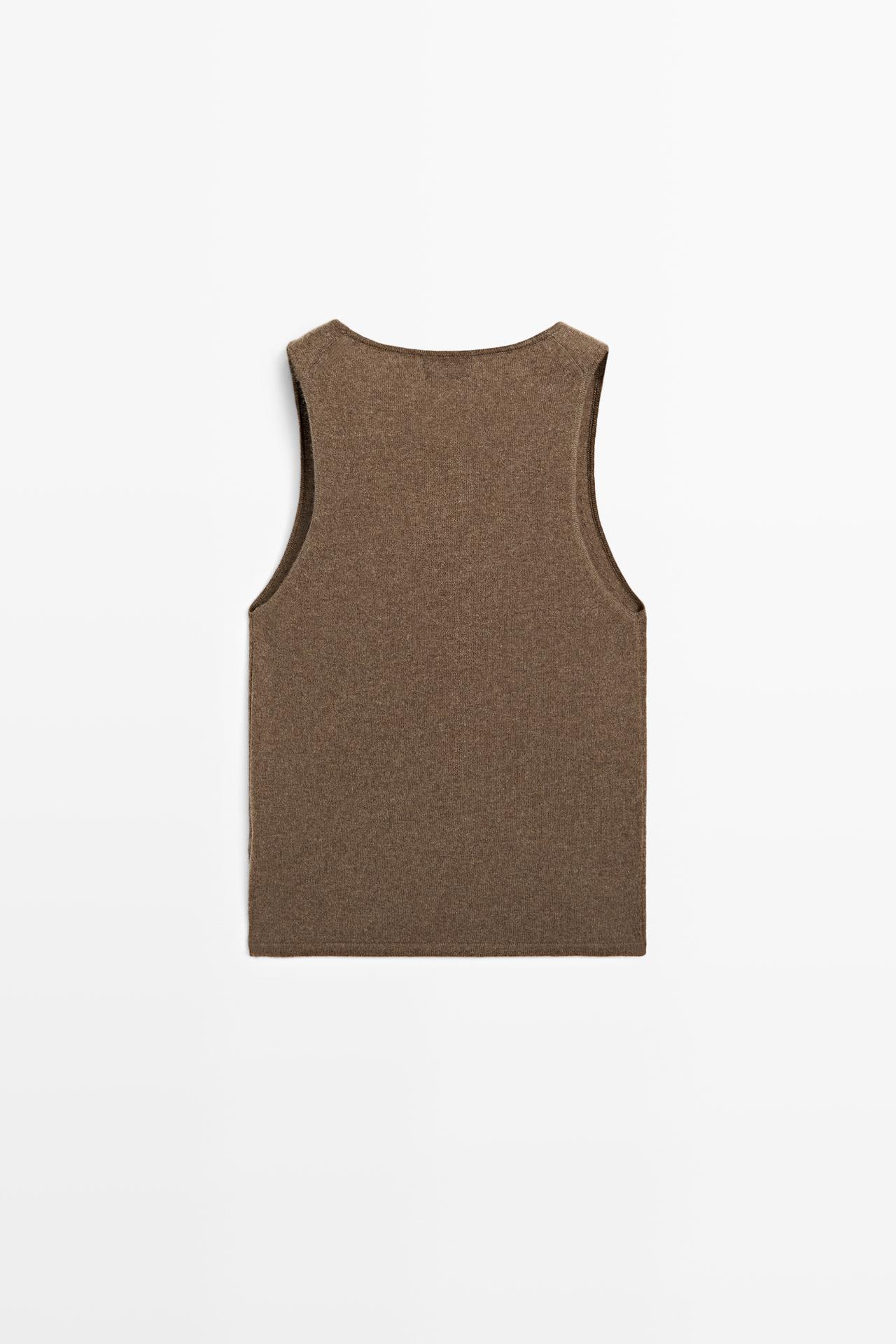 100% Cashmere Knit Top — TOFFEE