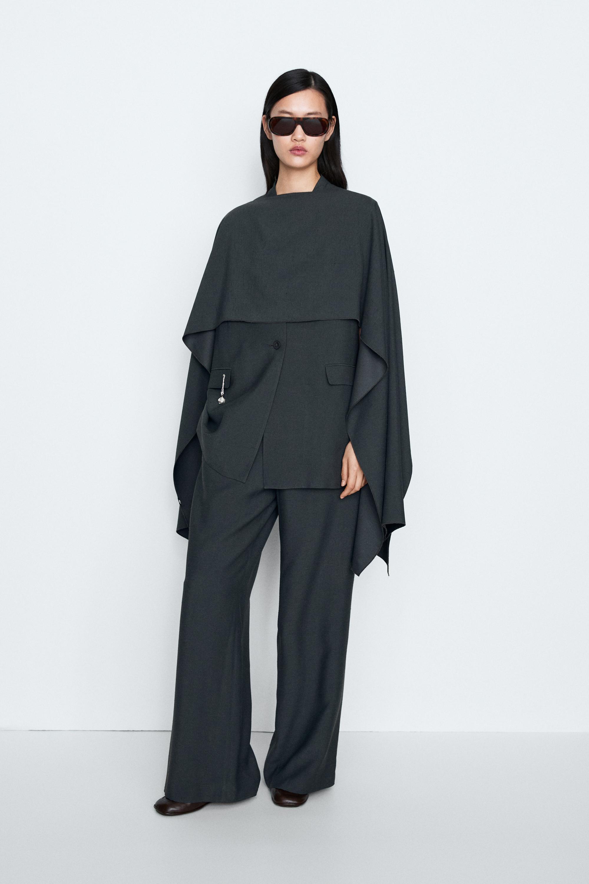 Flowing asymmetric total look cape - STUDIO — PETROLEUM