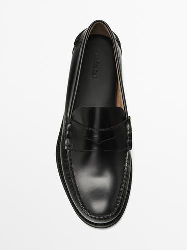 Leather loafers with penny strap — BLACK 3
