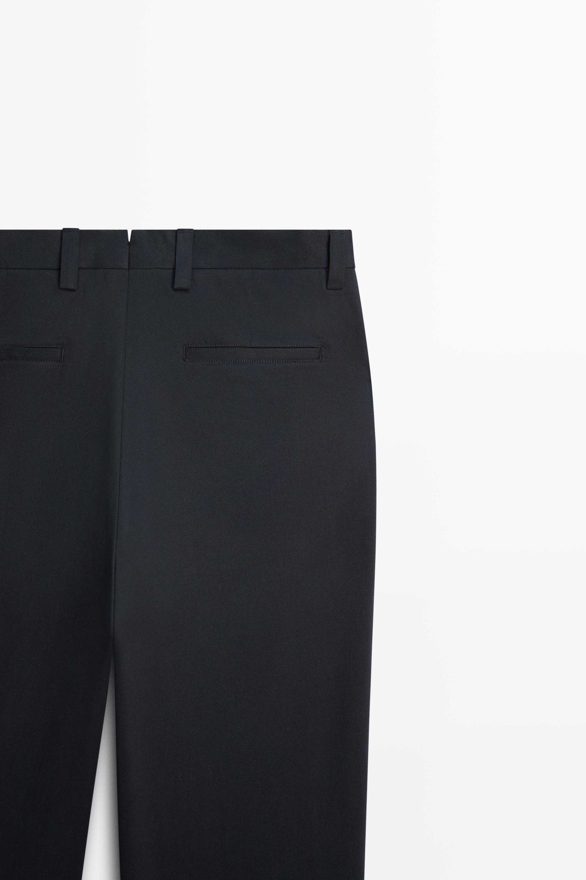 Cotton blend darted trousers — NAVY BLUE