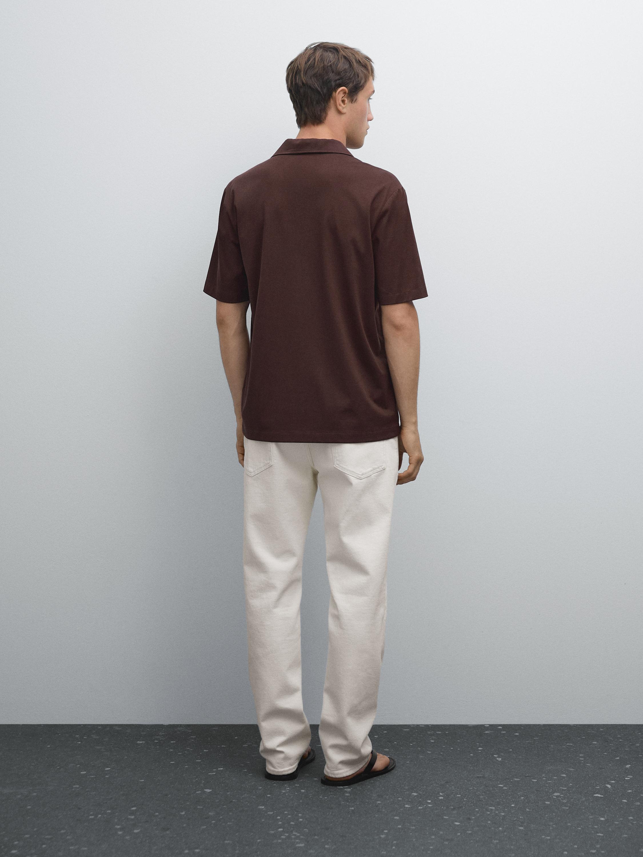 Slim fit cotton blend polo shirt