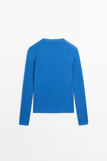 Cotton blend knit T-shirt — BLUISH 6