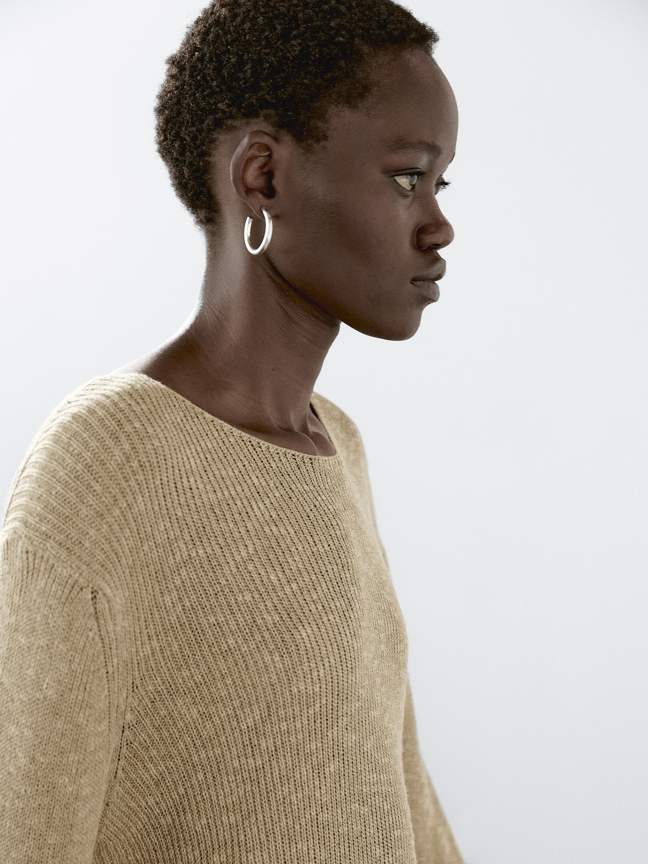 סוודר מסריג תערובת כותנה