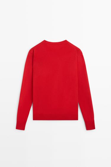 Wool blend crew neck knit sweater — RED 6