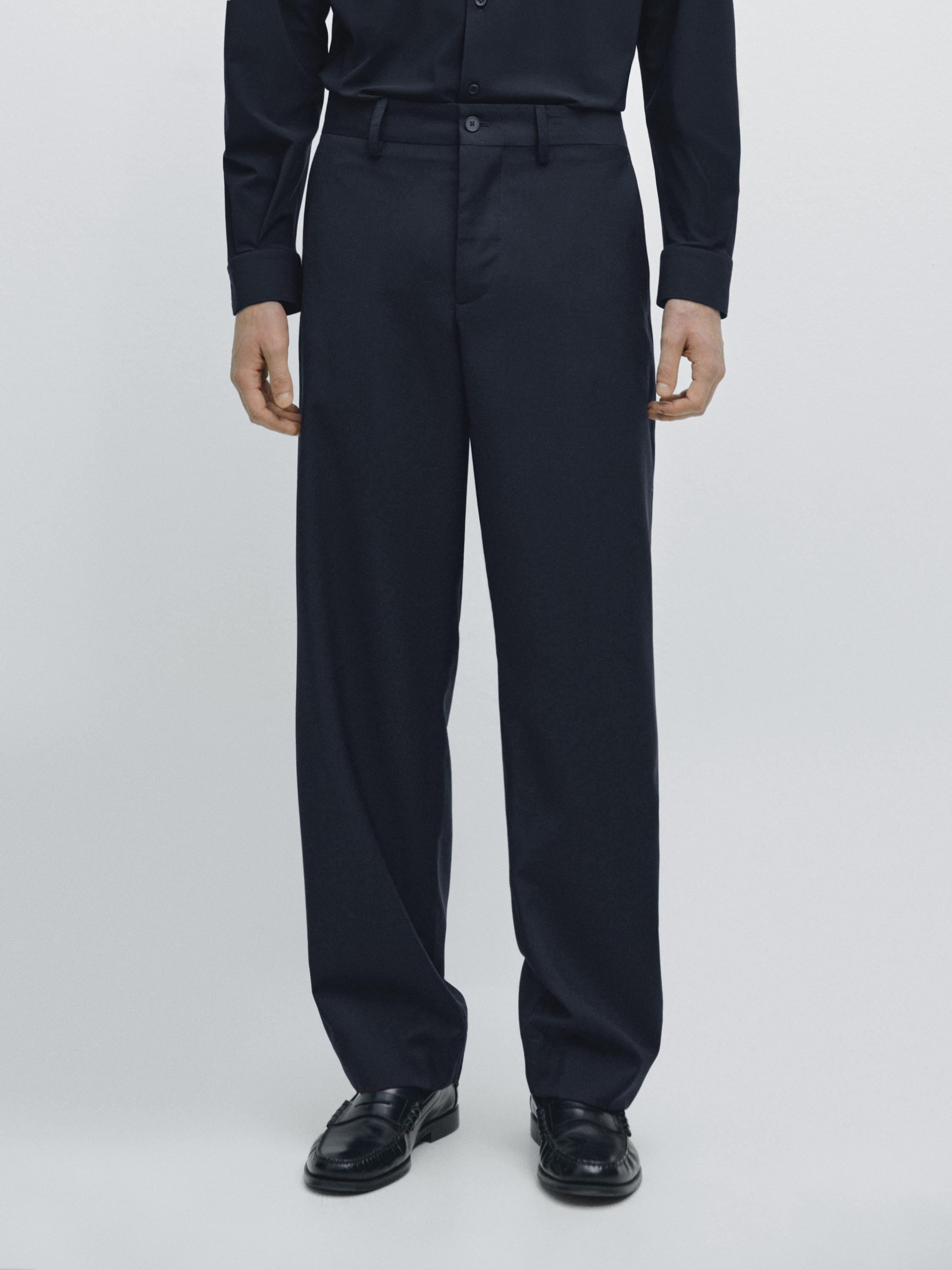 Wide-leg wool suit trousers