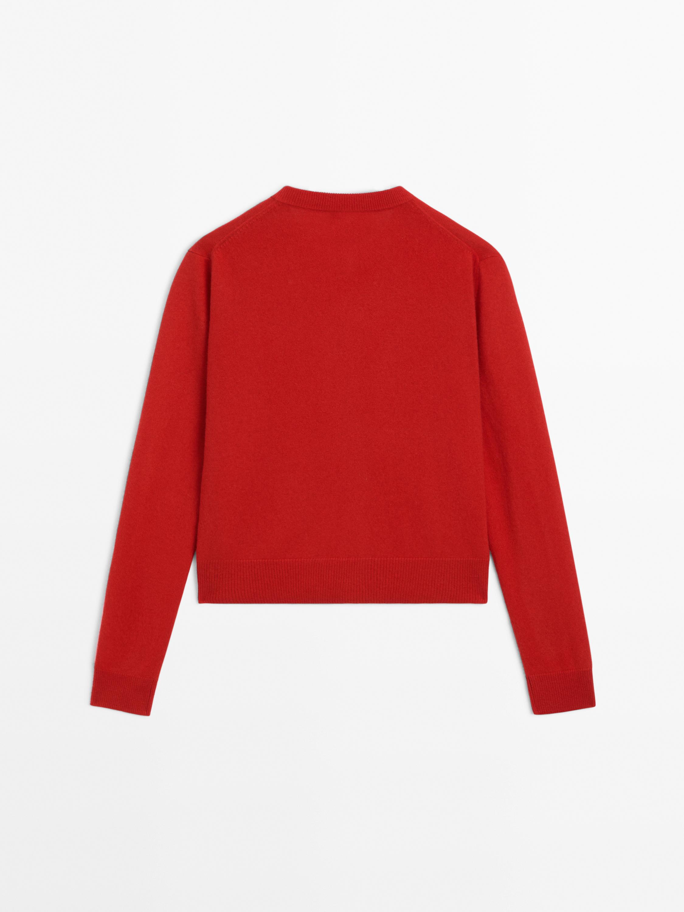 100% cashmere crew neck cardigan