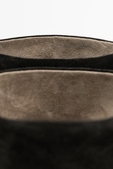 Soft leather kitten heel boot — BROWN 7