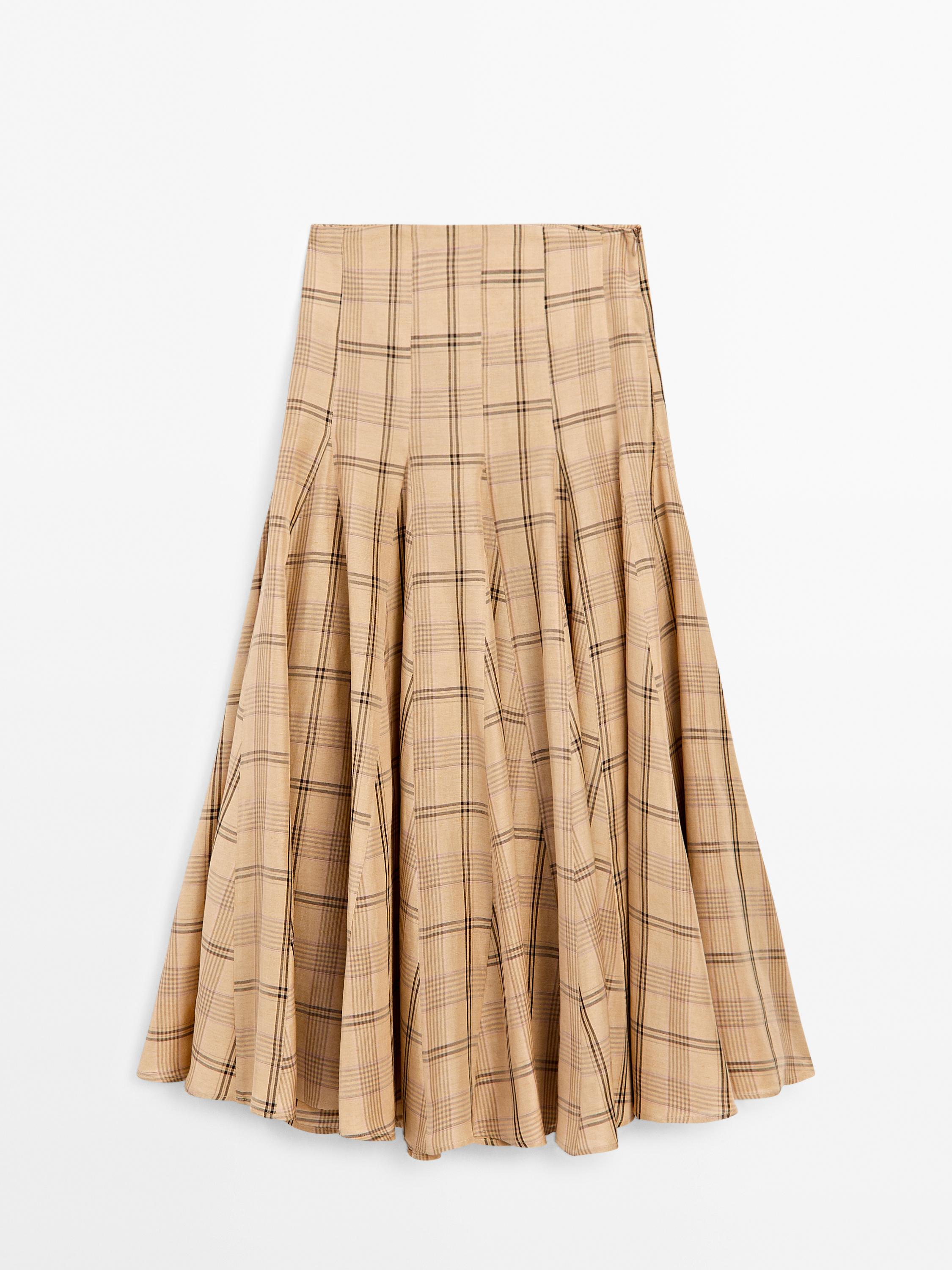 Gonna midi con godet e stampa a quadri - Studio