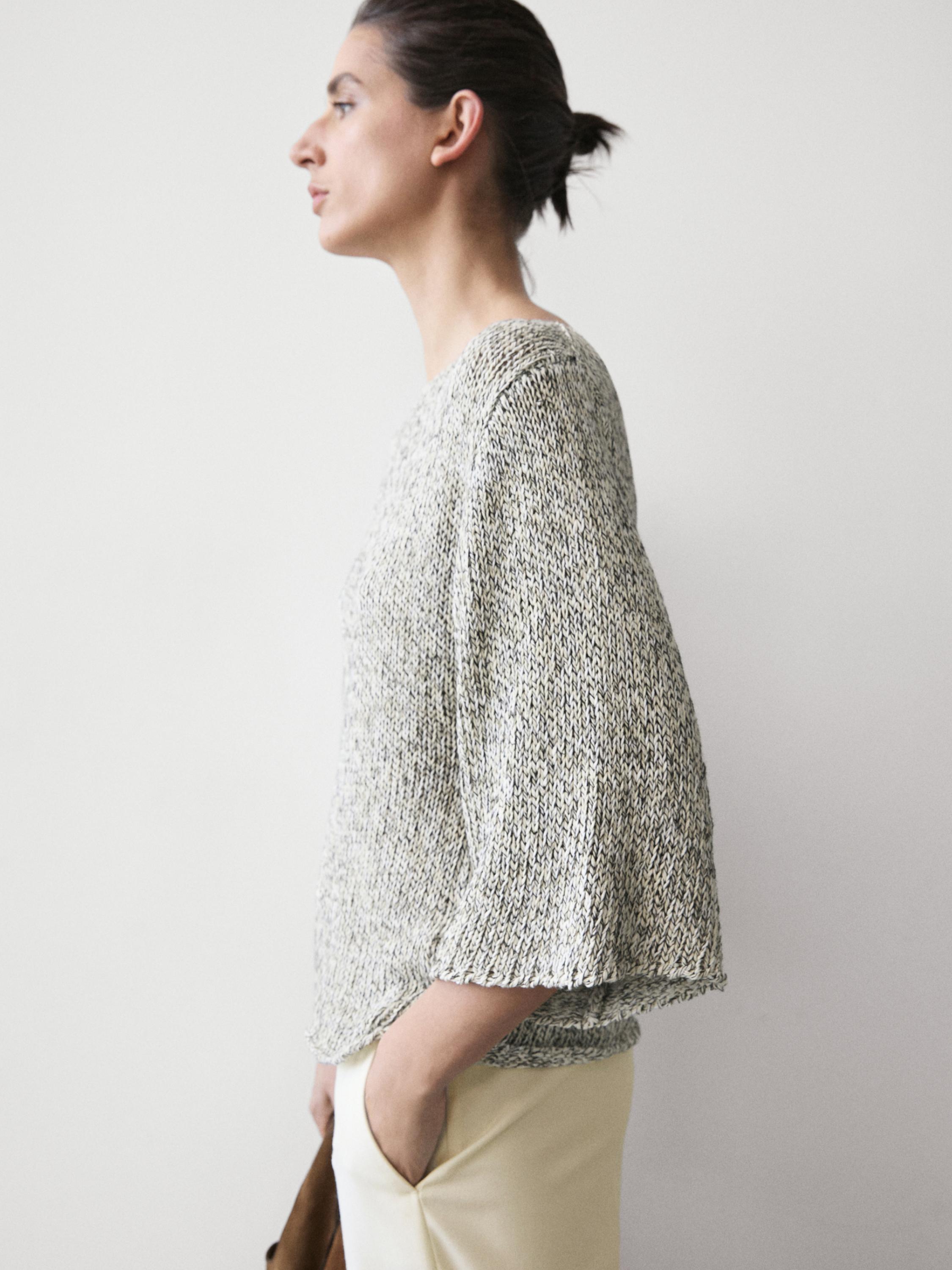 100% cotton knit cape sweater — PALE GREY