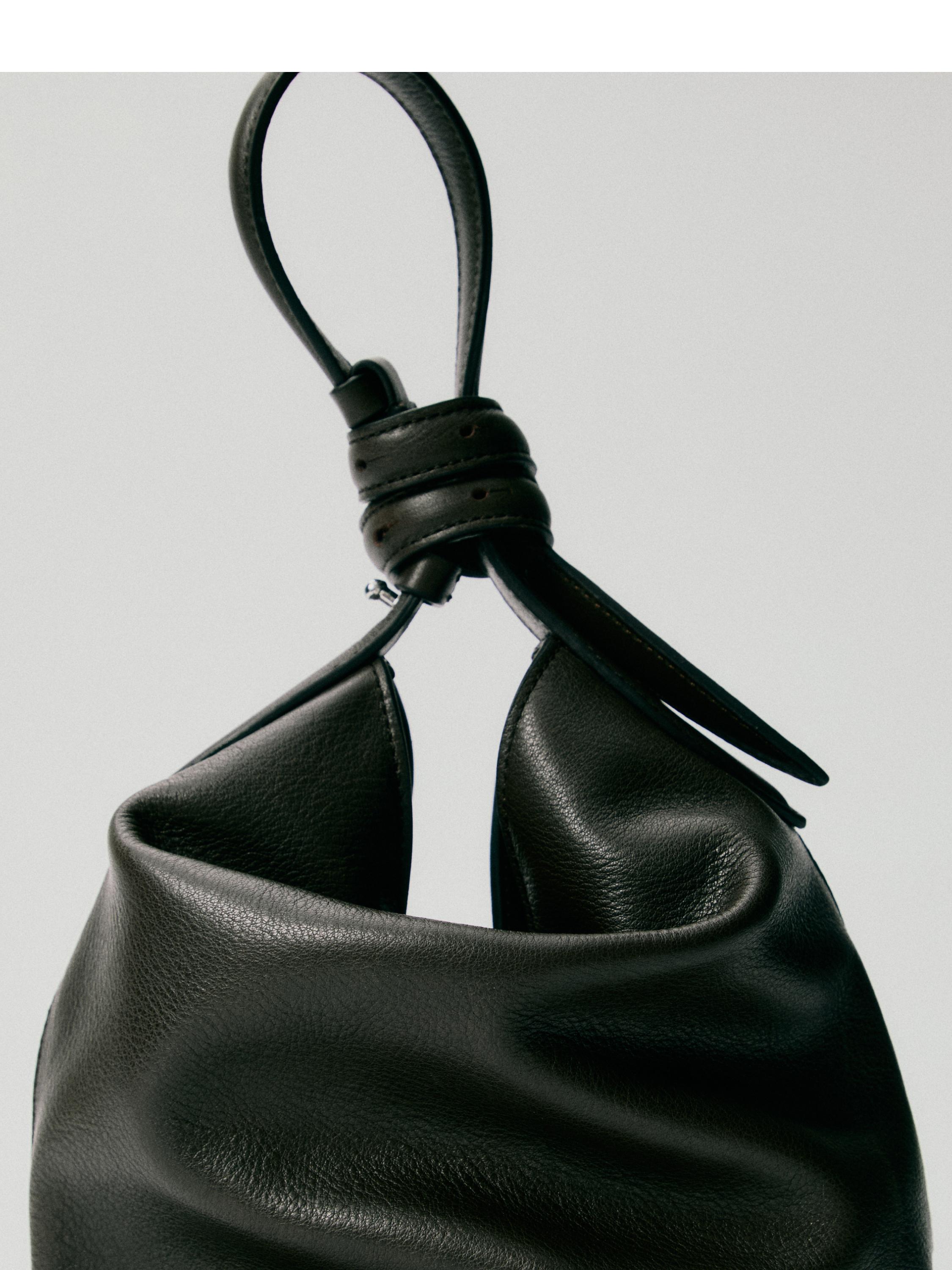 Nappa leather bucket bag — BLACK