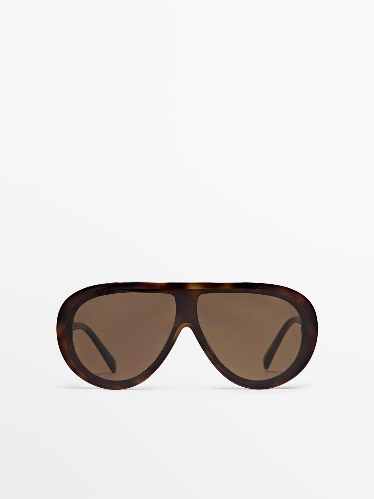 Occhiali Da Sole Aviator Effetto Tartaruga - Marrone - 01 - Massimo Dutti - Femminile