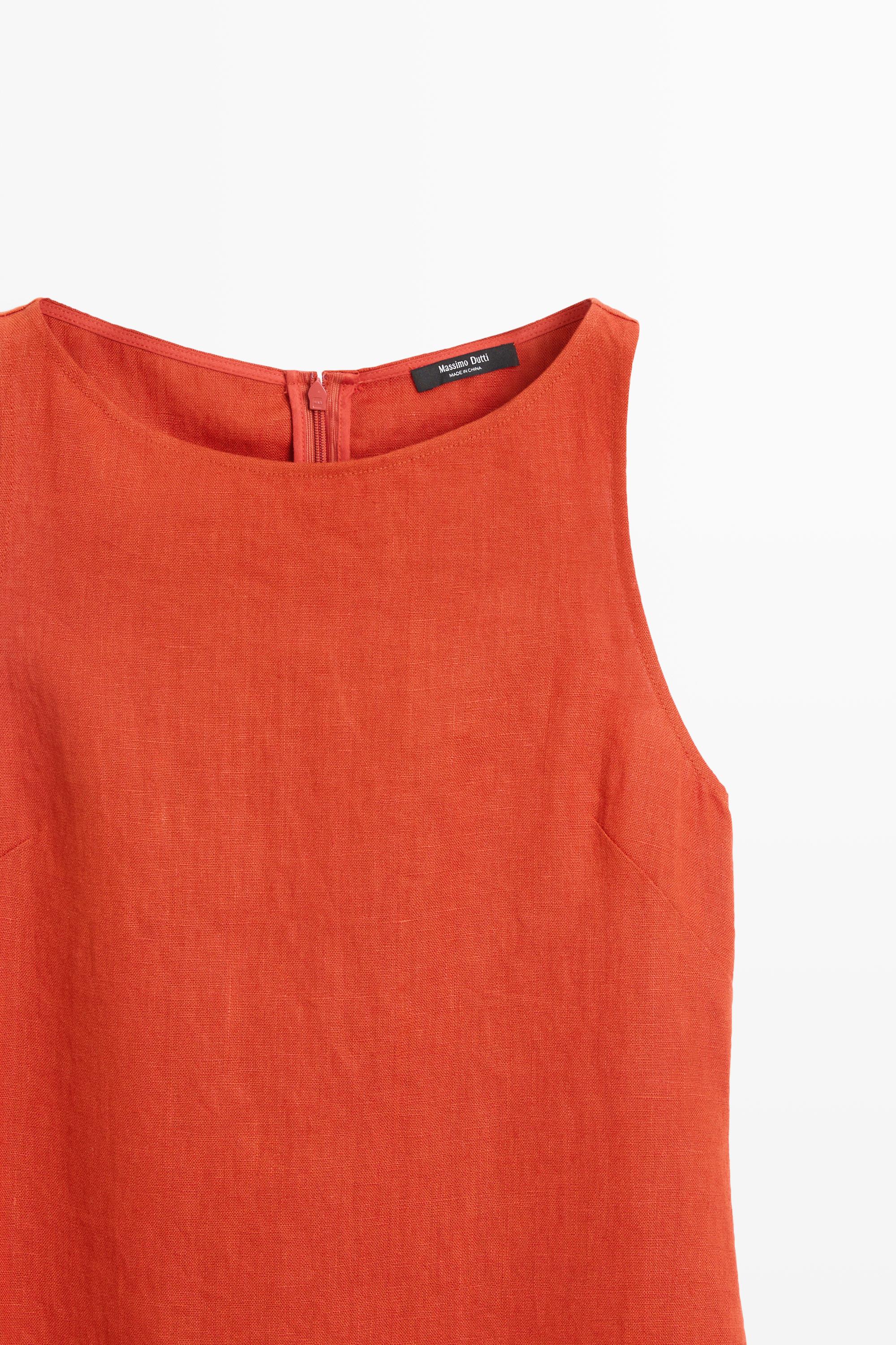 100% linen halter dress — RED