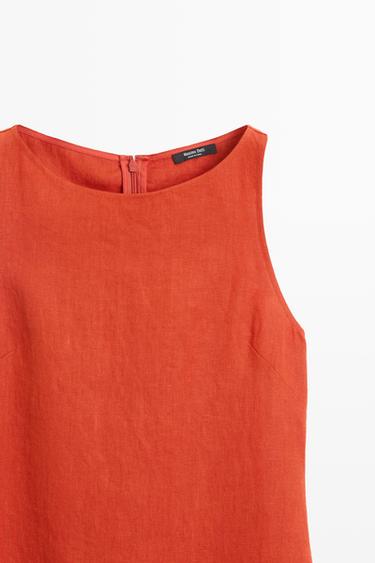 100% linen halter dress — RED 9