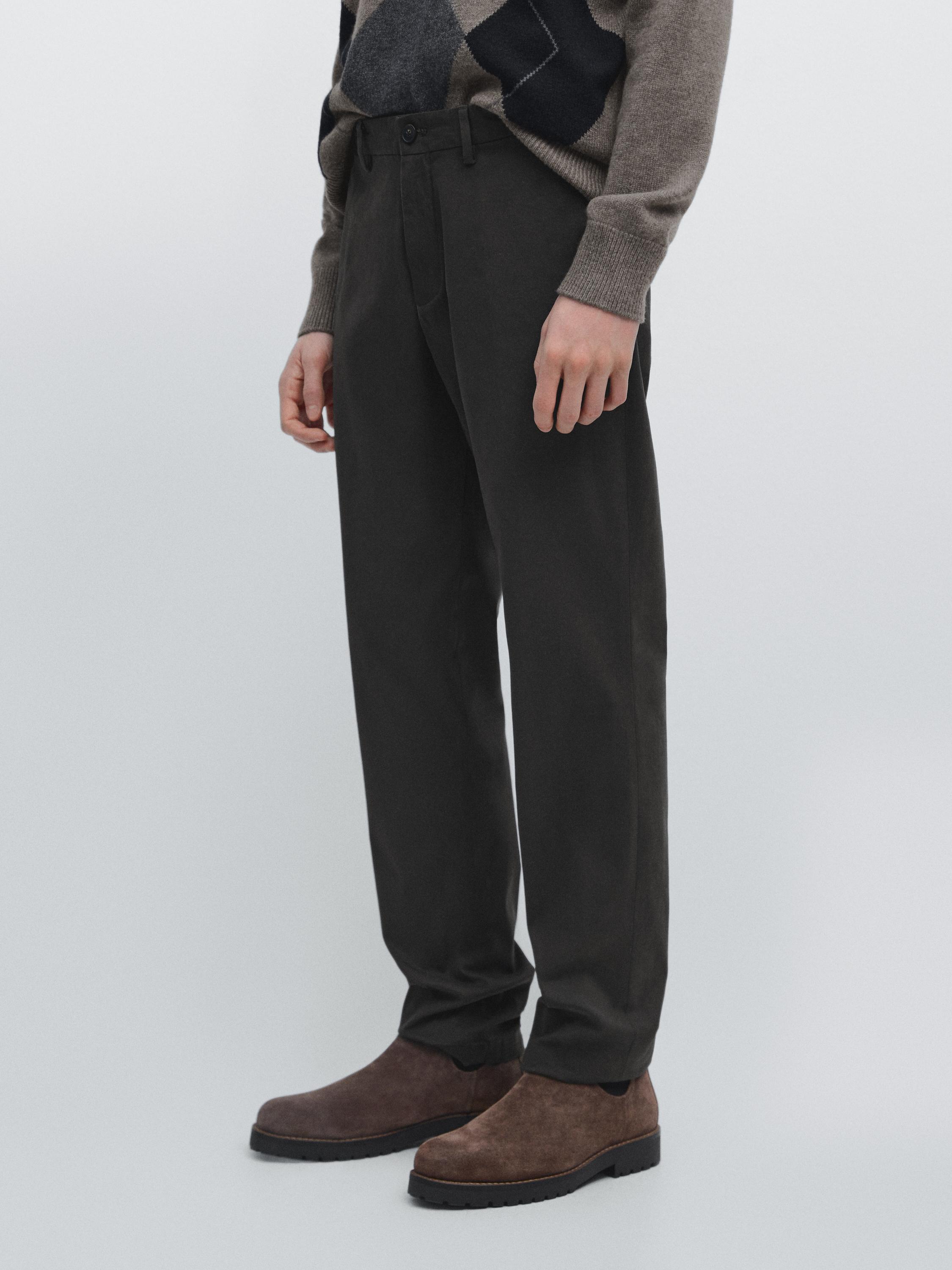 Slim fit cotton trousers