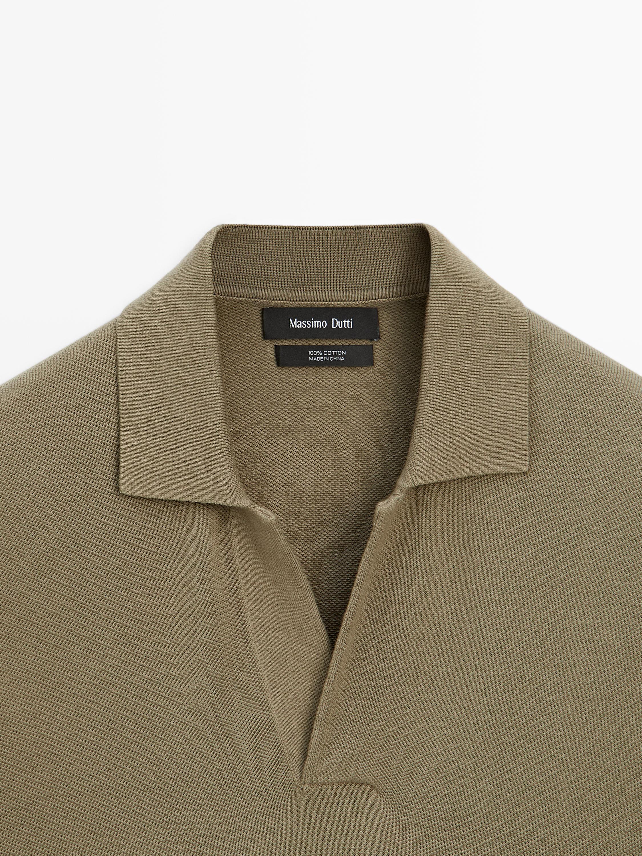 Knit V-neck polo shirt