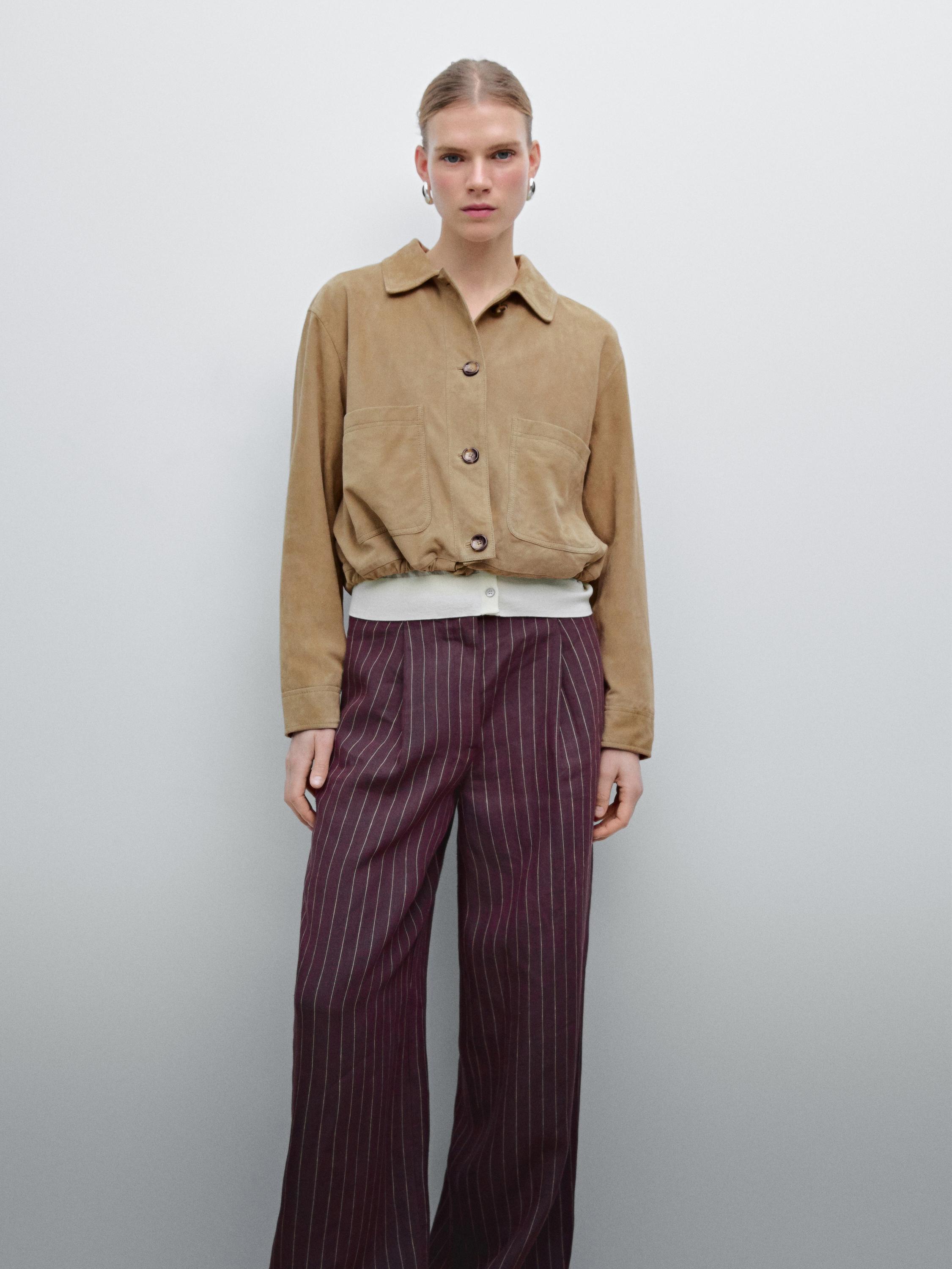 Striped flowing linen trousers