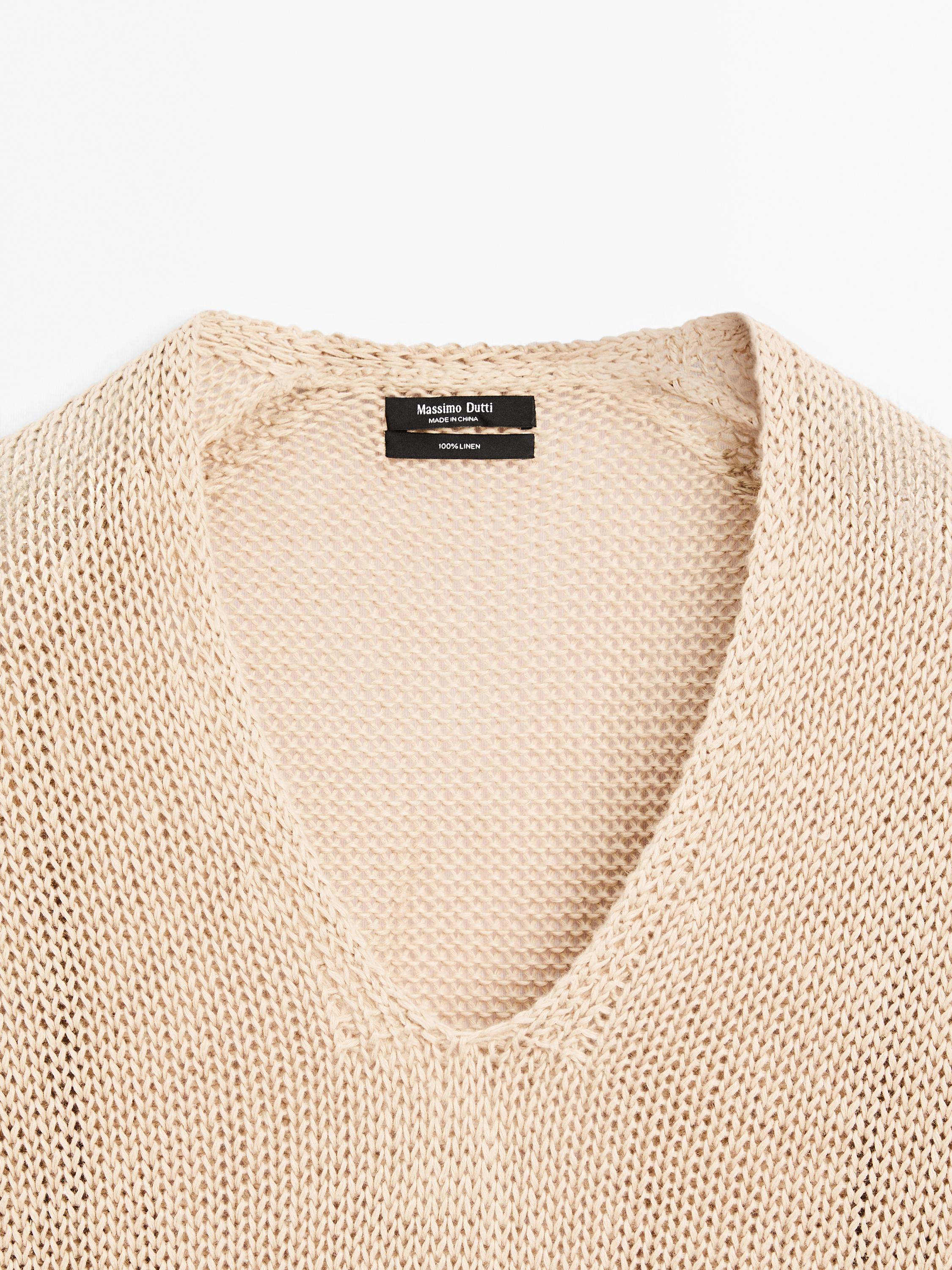 Jersey punto cuello pico lino