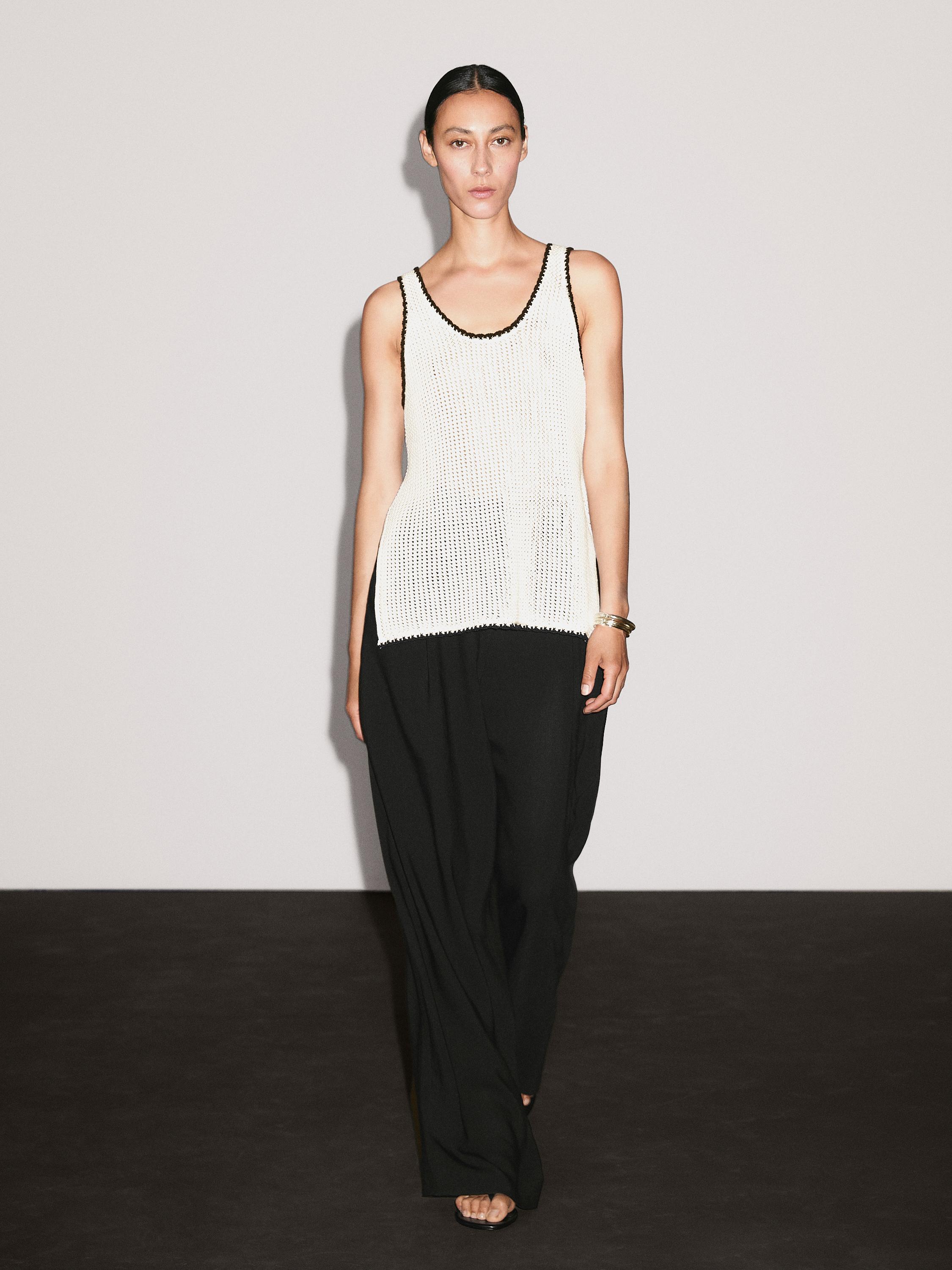 Strappy cotton crochet top