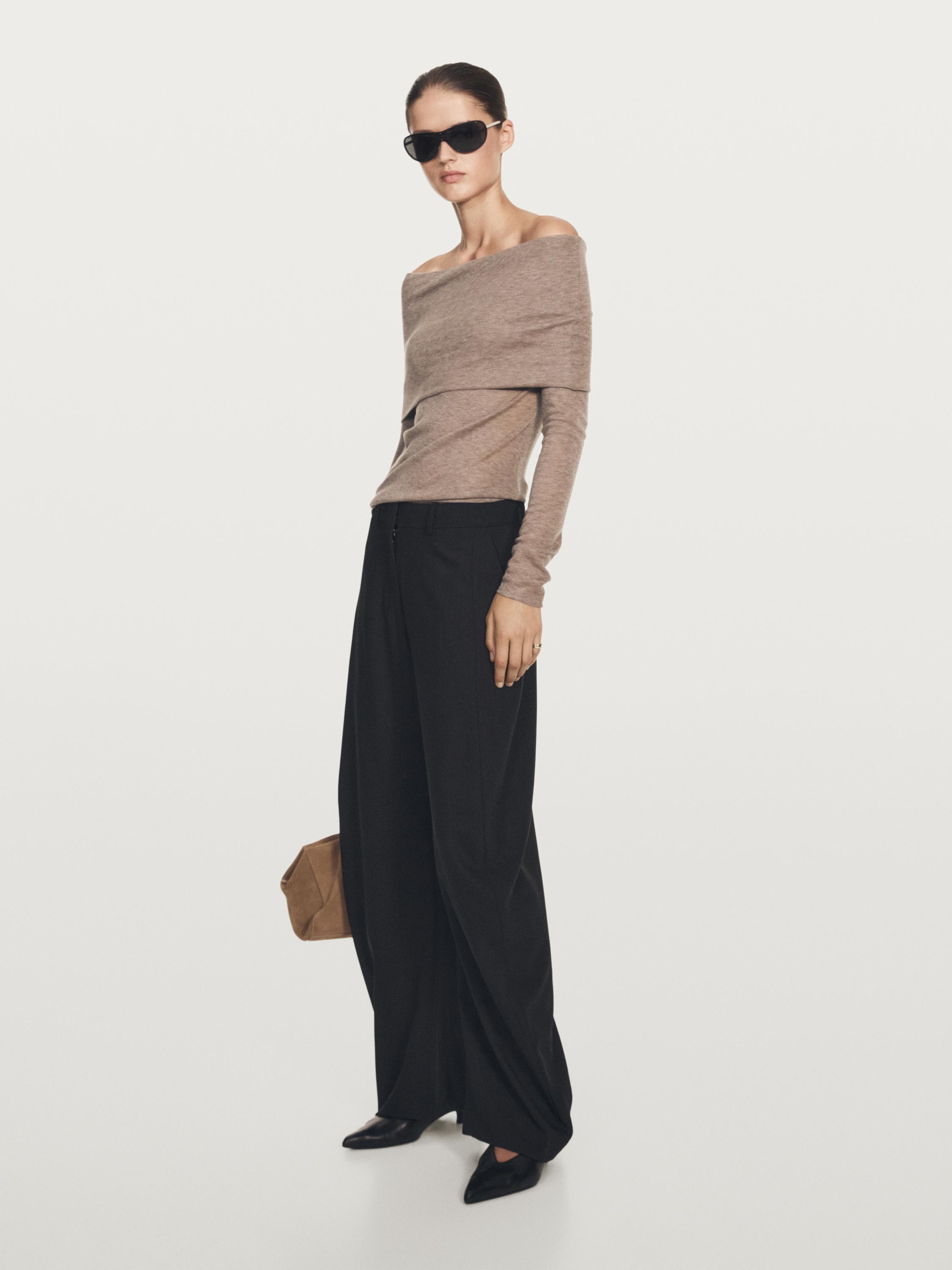 Strapless T-shirt met lange mouw