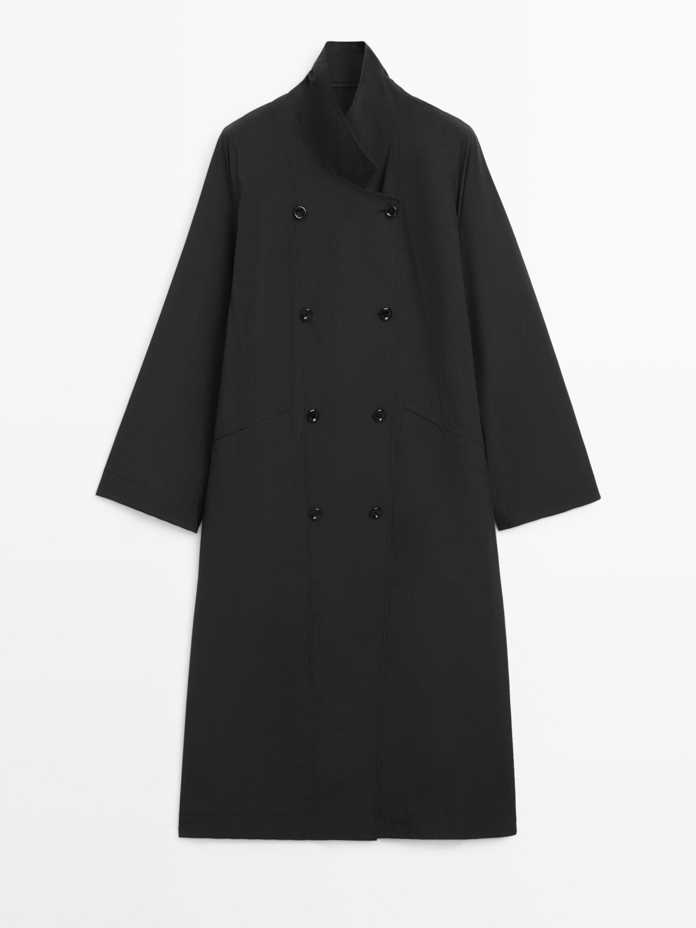 Double-breasted technical trench coat