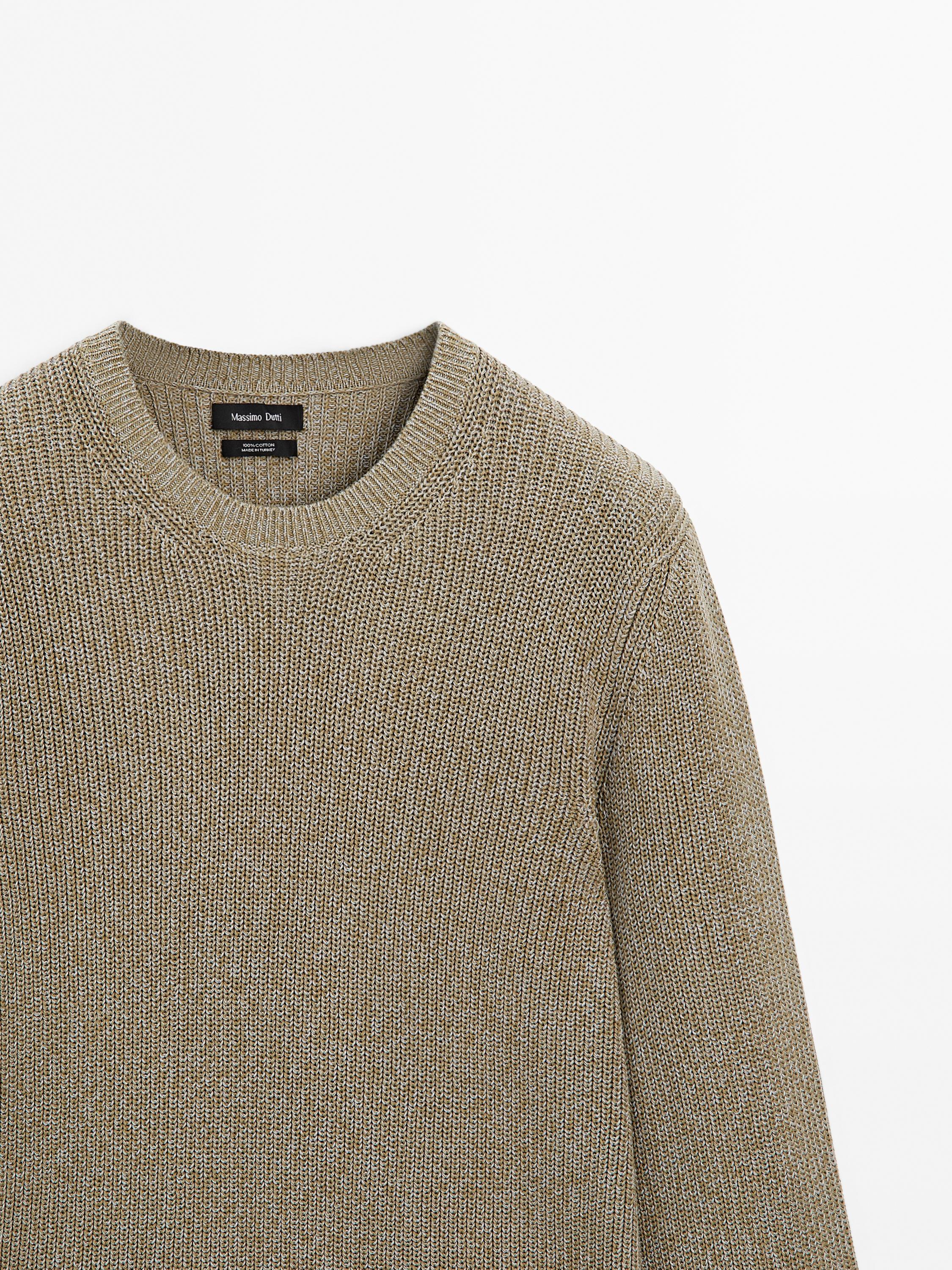100% cotton ribbed knit sweater