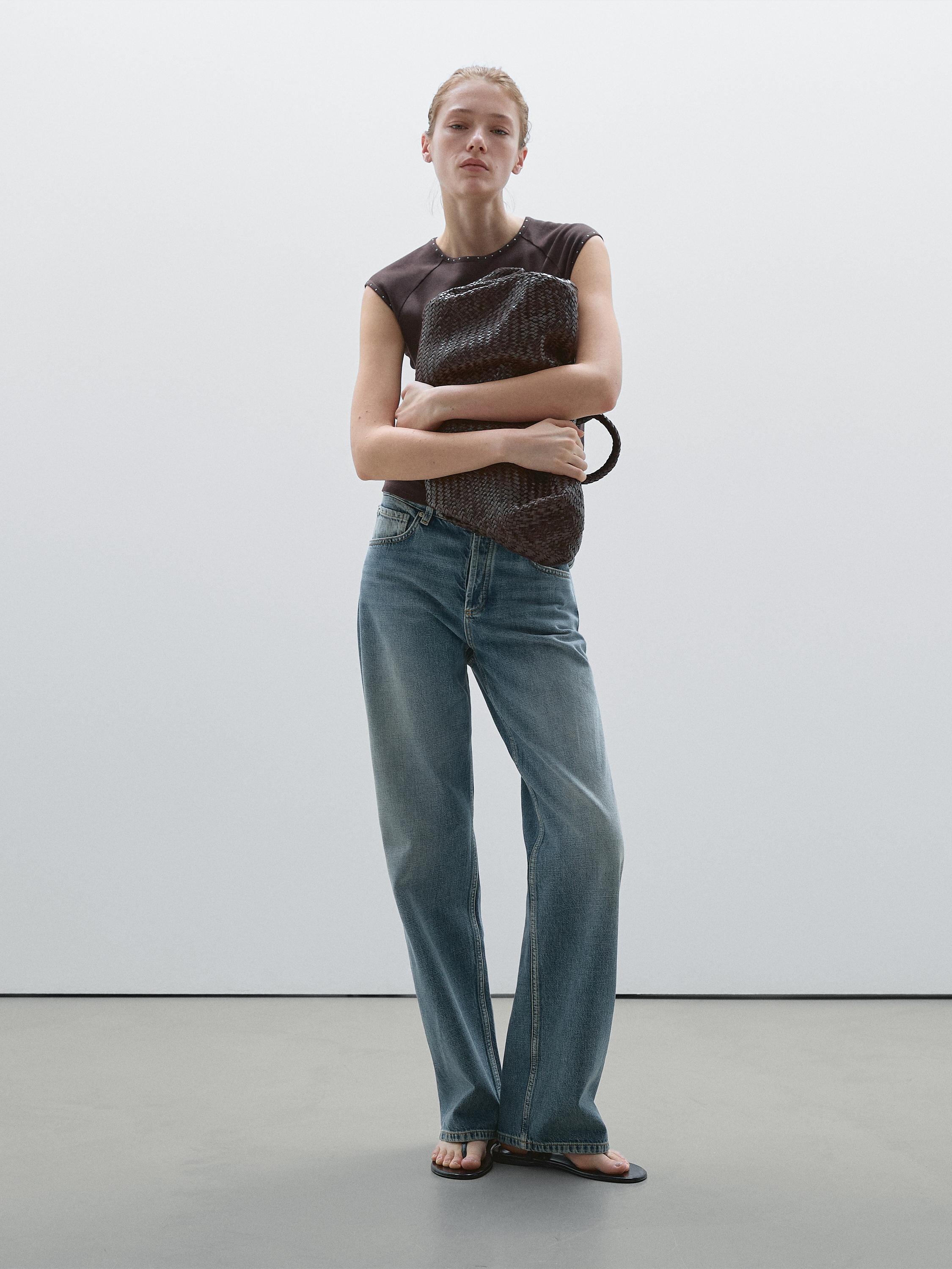 Jean large mid-rise en coton