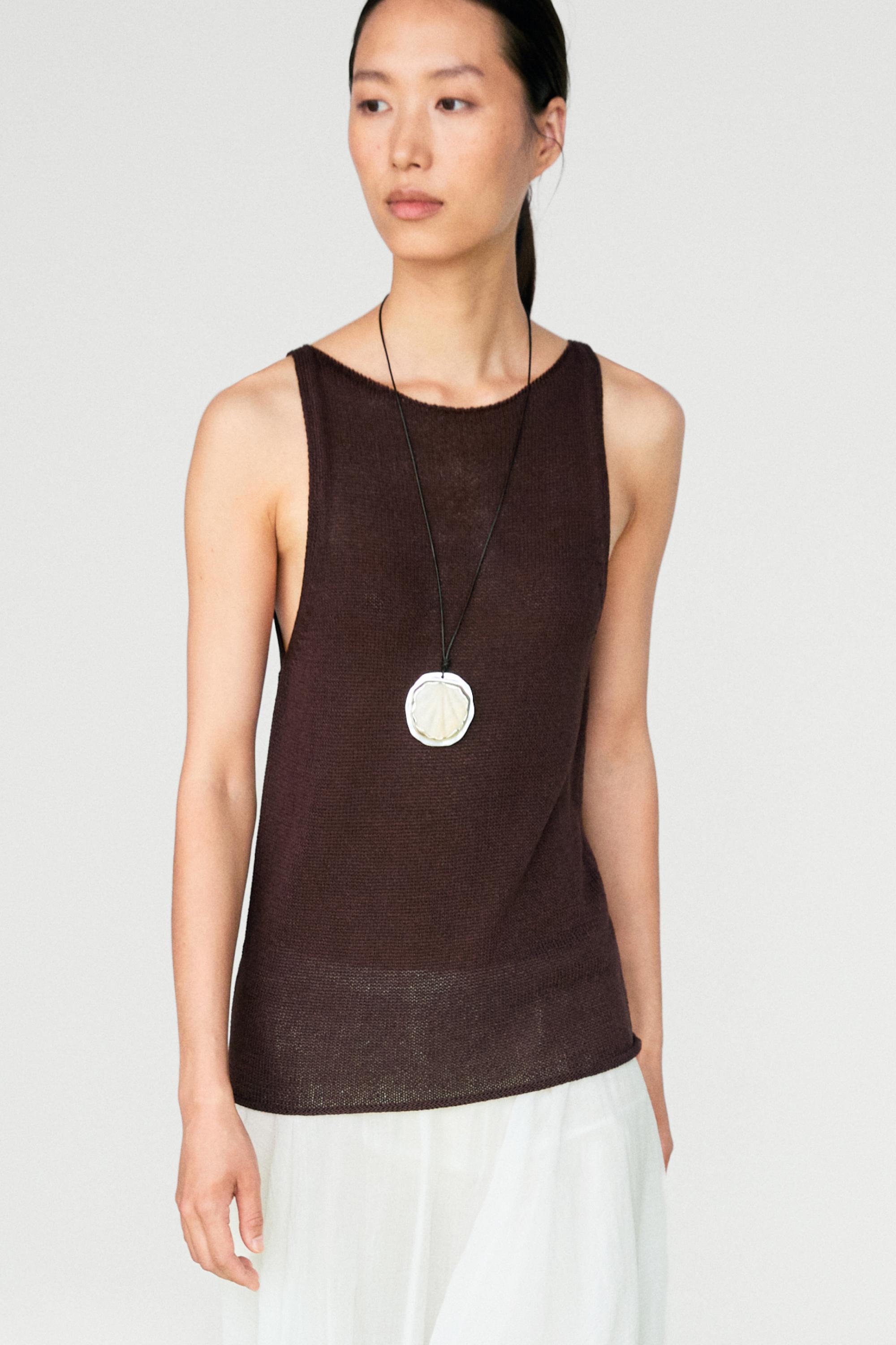 Fine-knit halter top — Chocolate