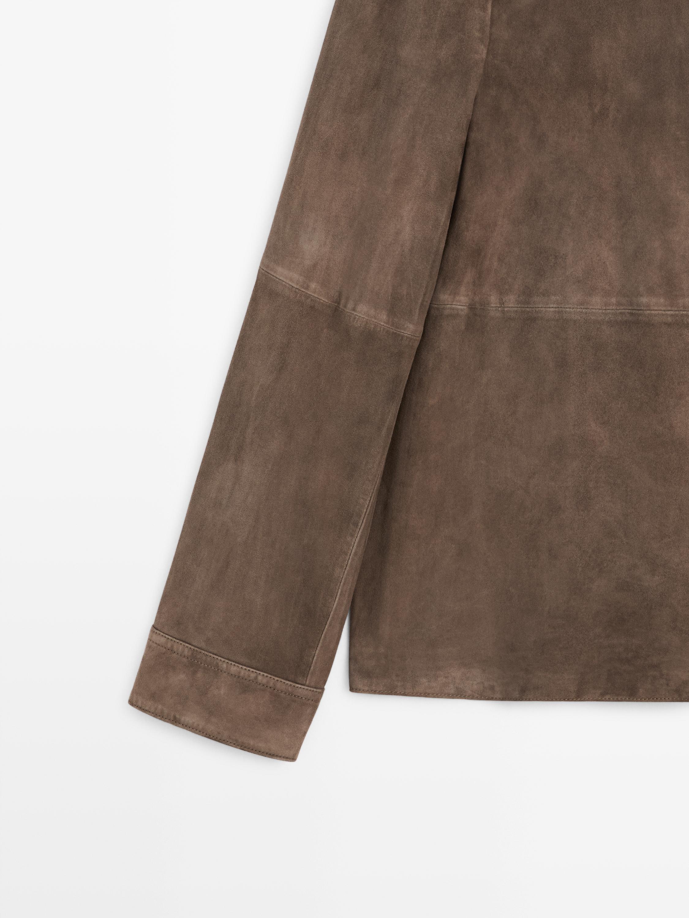 Suede leather overshirt — DARK GREY