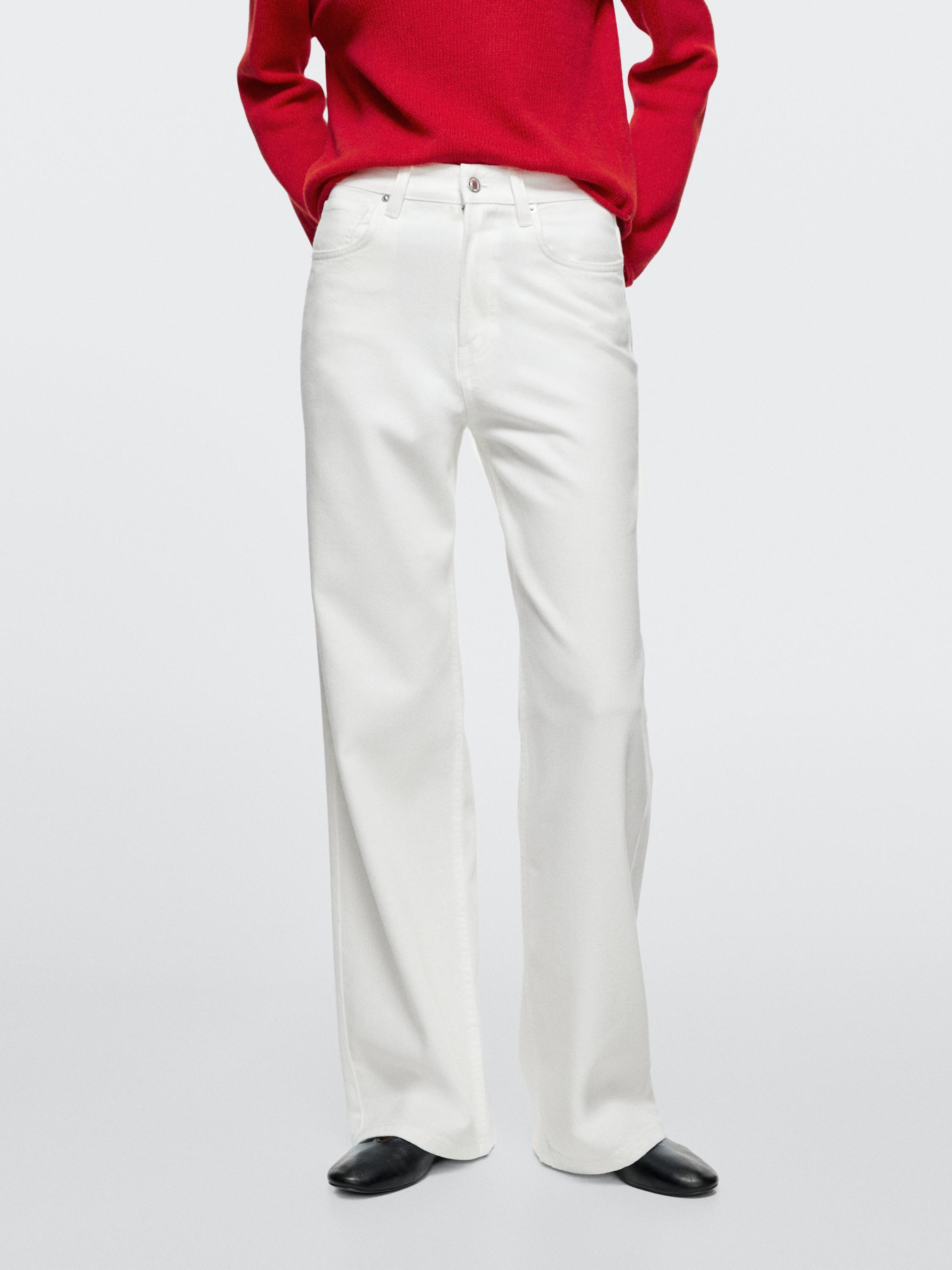 High-waist wide-leg jeans — Off white