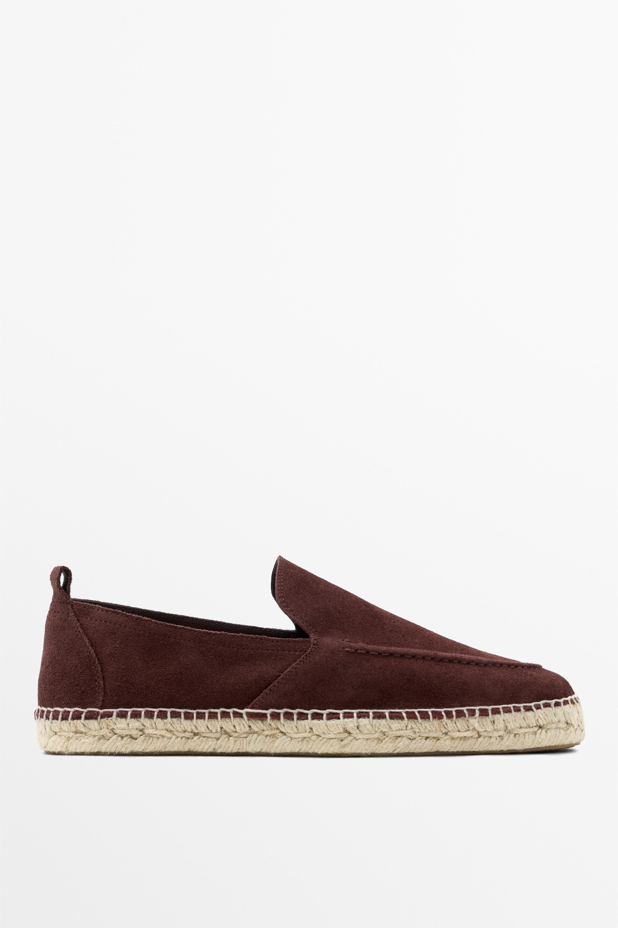 Leather espadrilles with moc toe — BURGUNDY