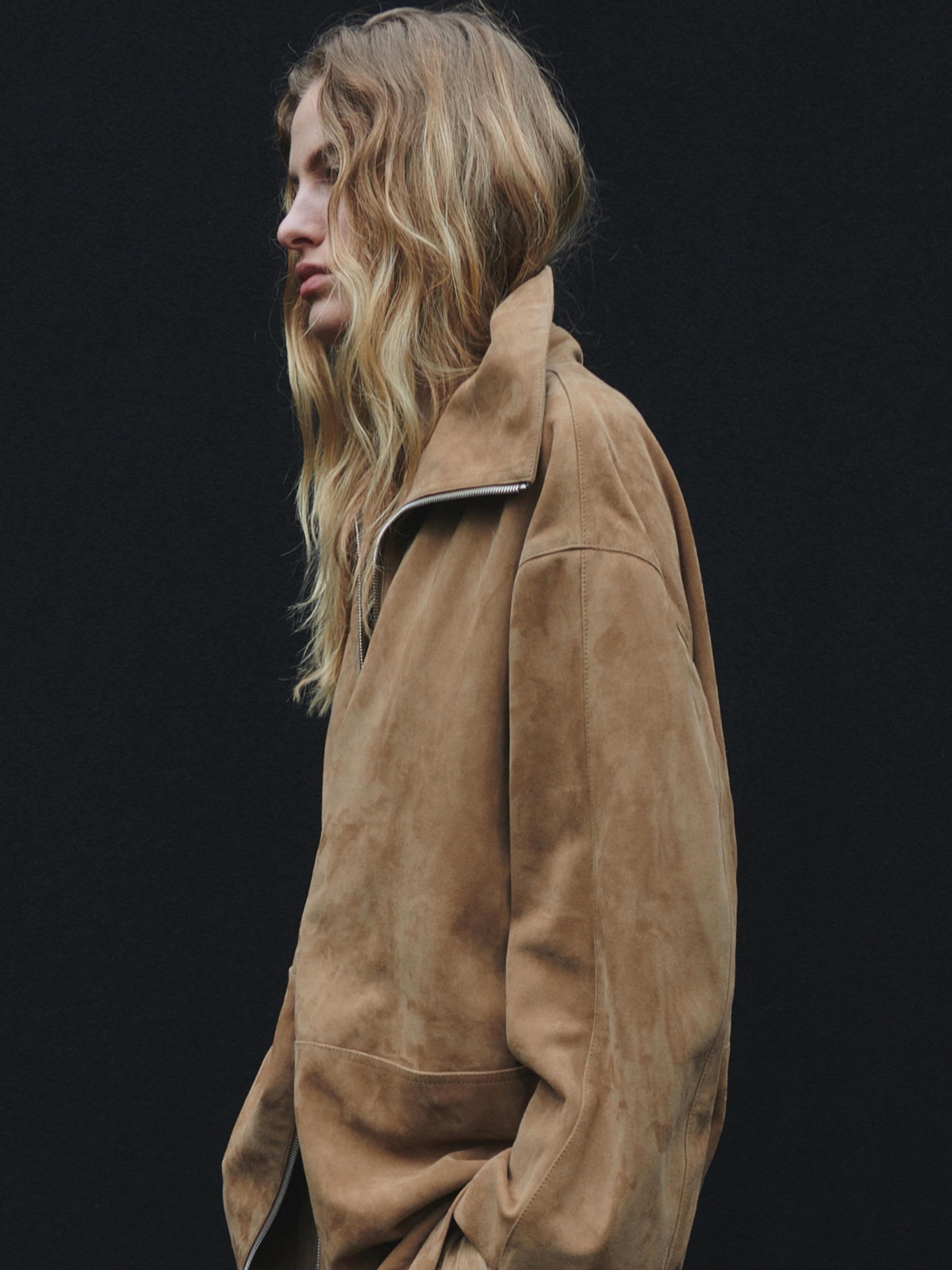 Medium suede leather coat