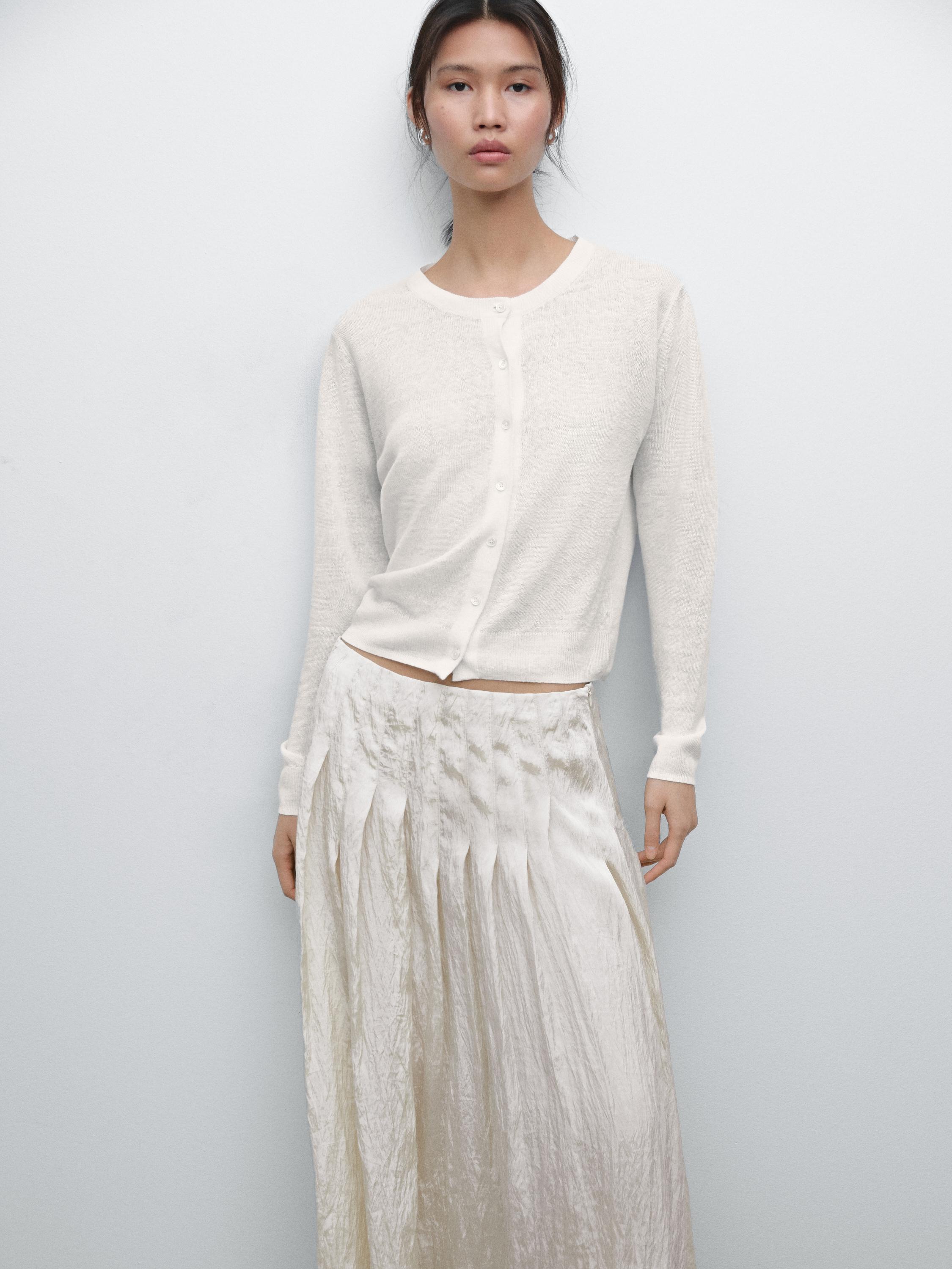 100% linen fine knit cardigan