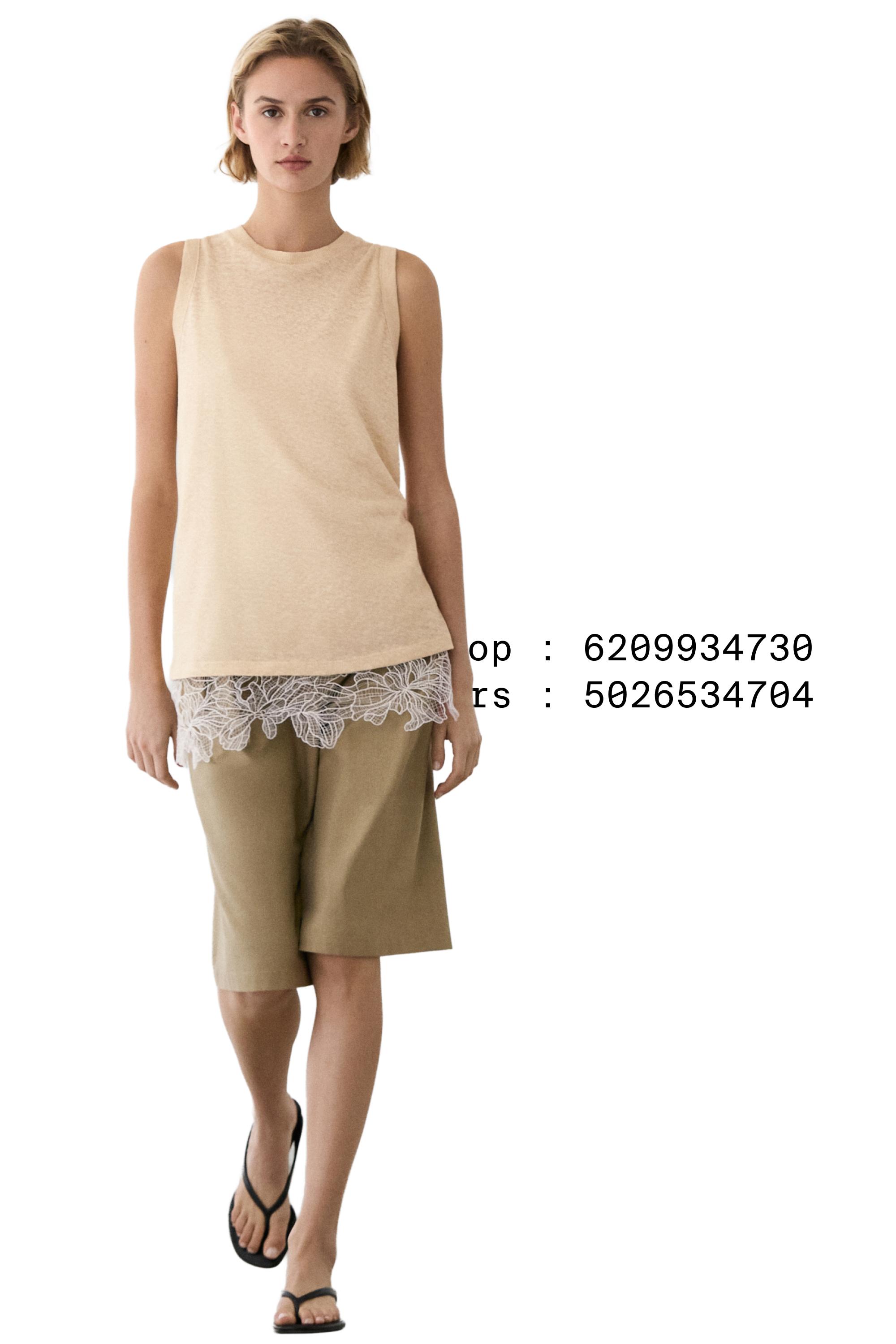 Sleeveless top with lace detail — Washed