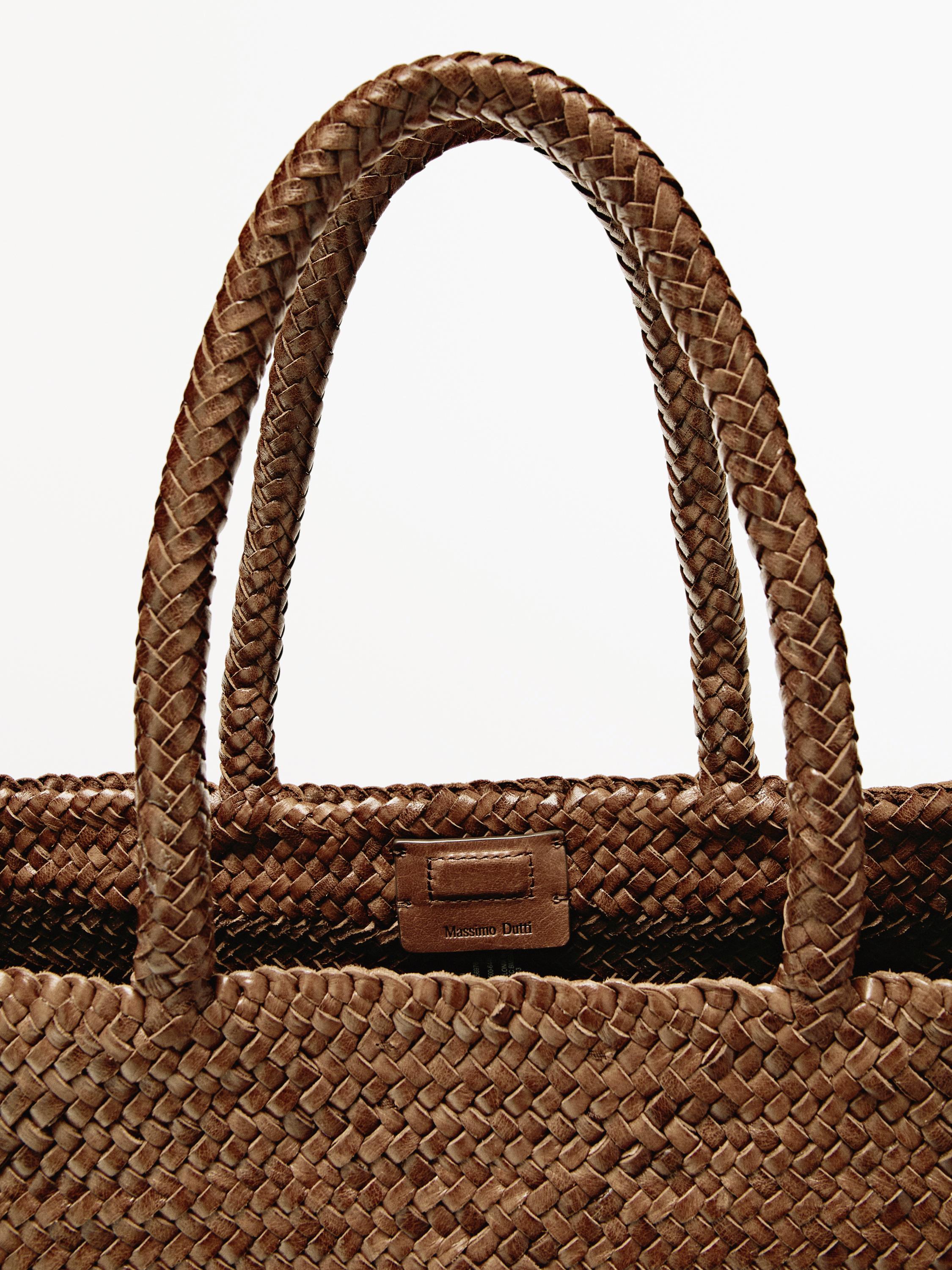 Medium braided nappa leather tote bag — LEATHER