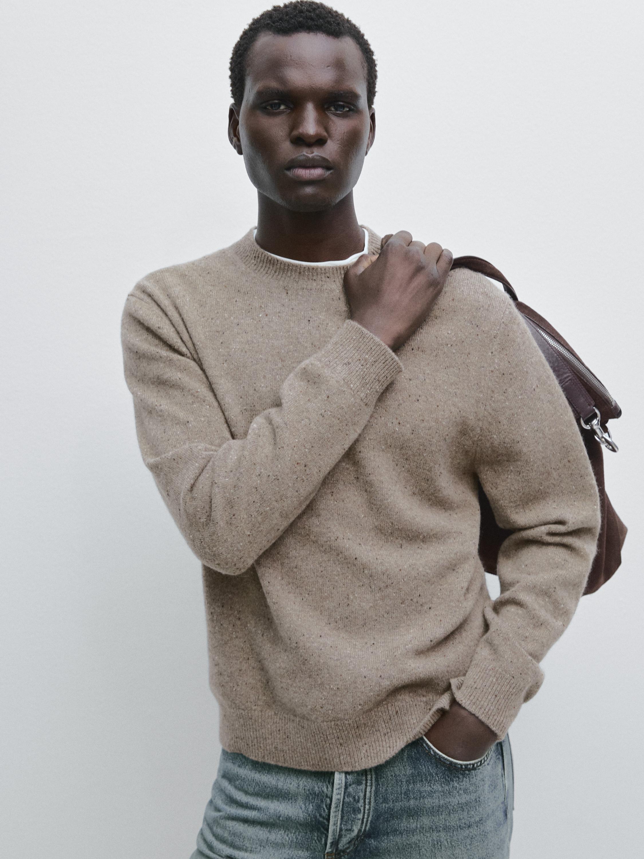 100% wool knit crew neck sweater