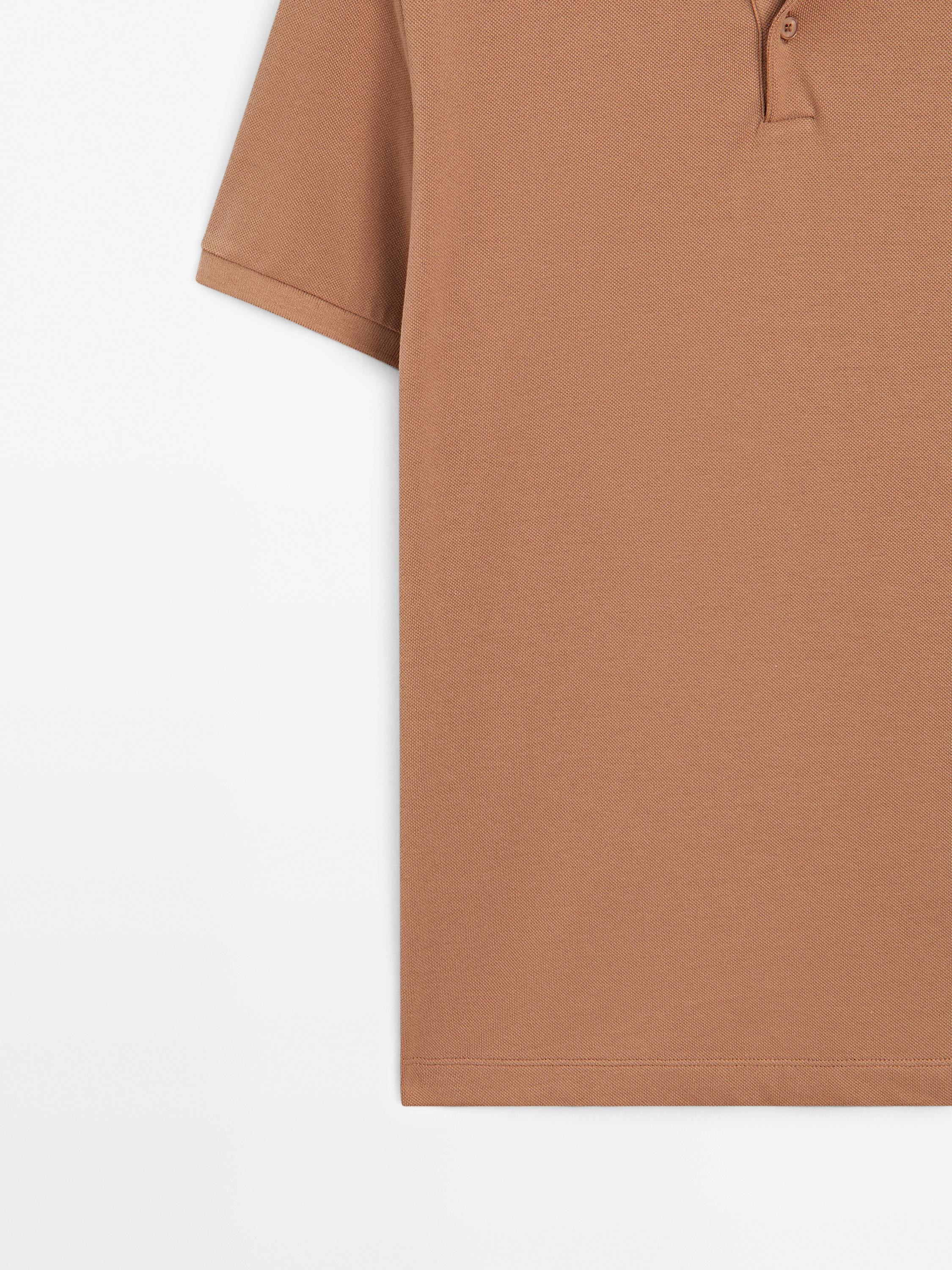 Micro textured piqué cotton polo shirt