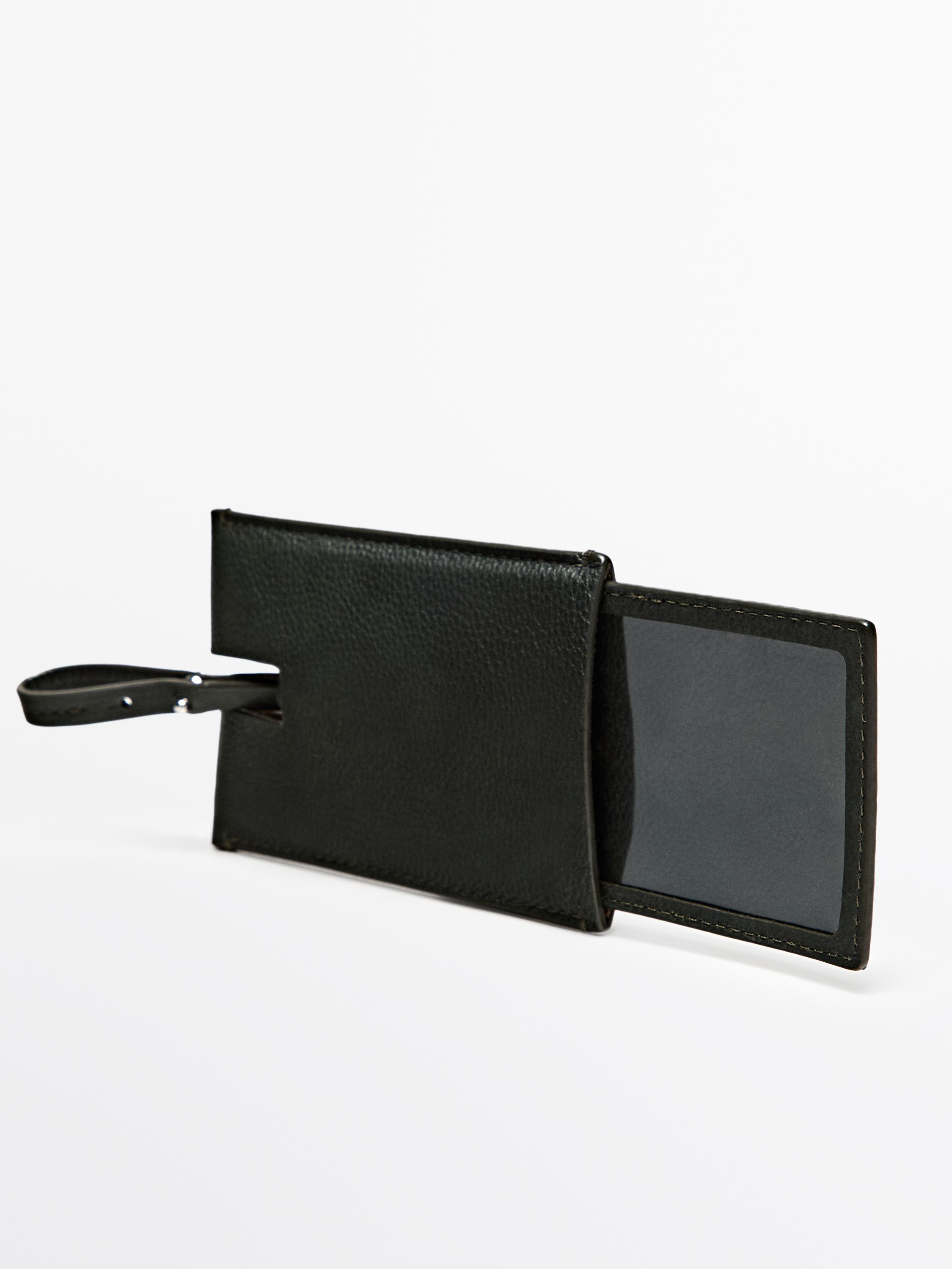 Nappa leather travel tag — GREEN
