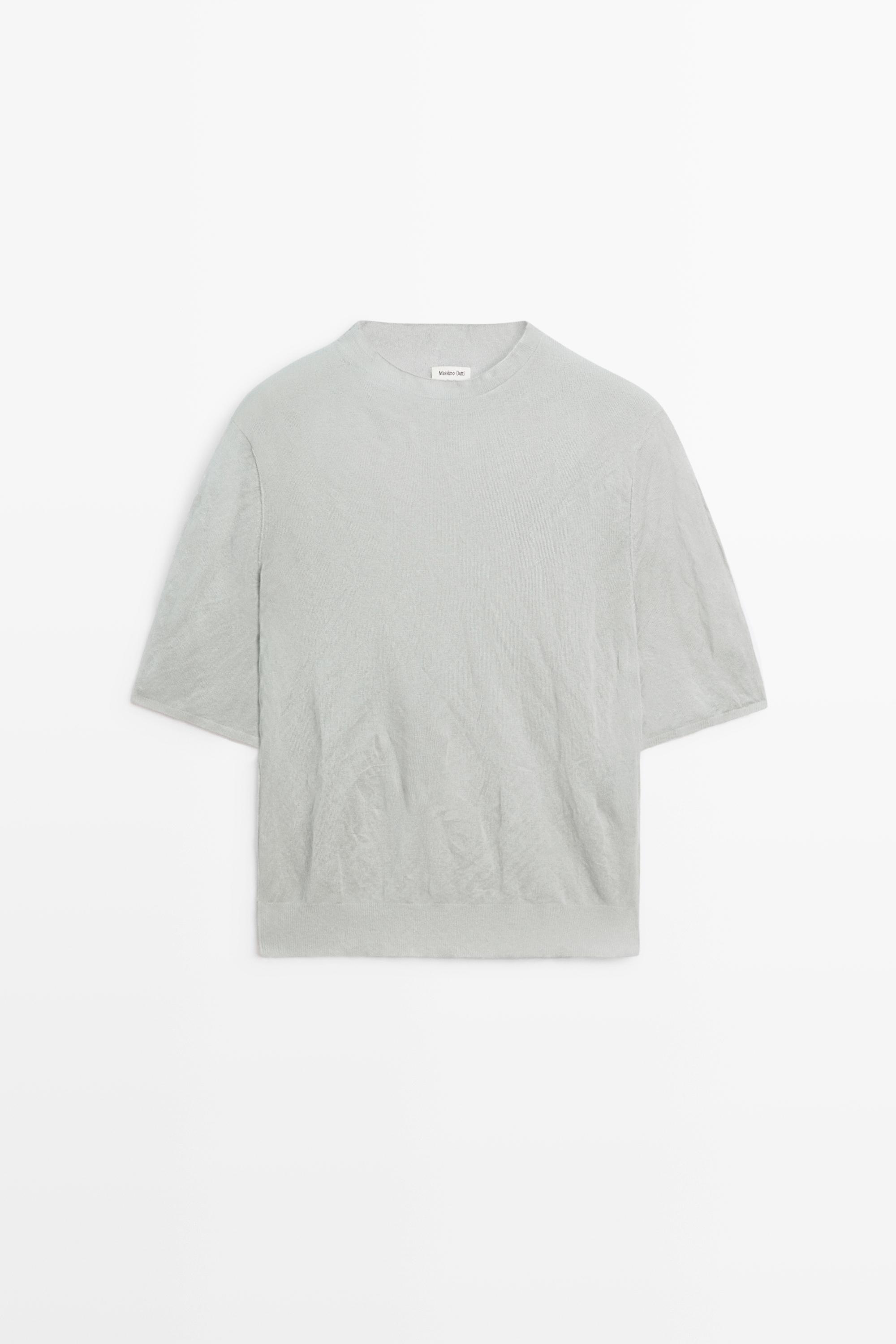 Short sleeve fine knit sweater - STUDIO — Silver