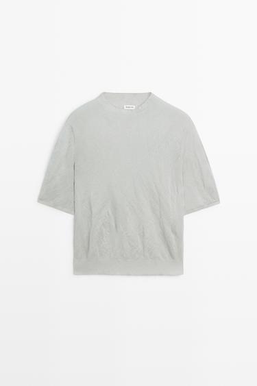 Short sleeve fine knit sweater - STUDIO — Silver 2