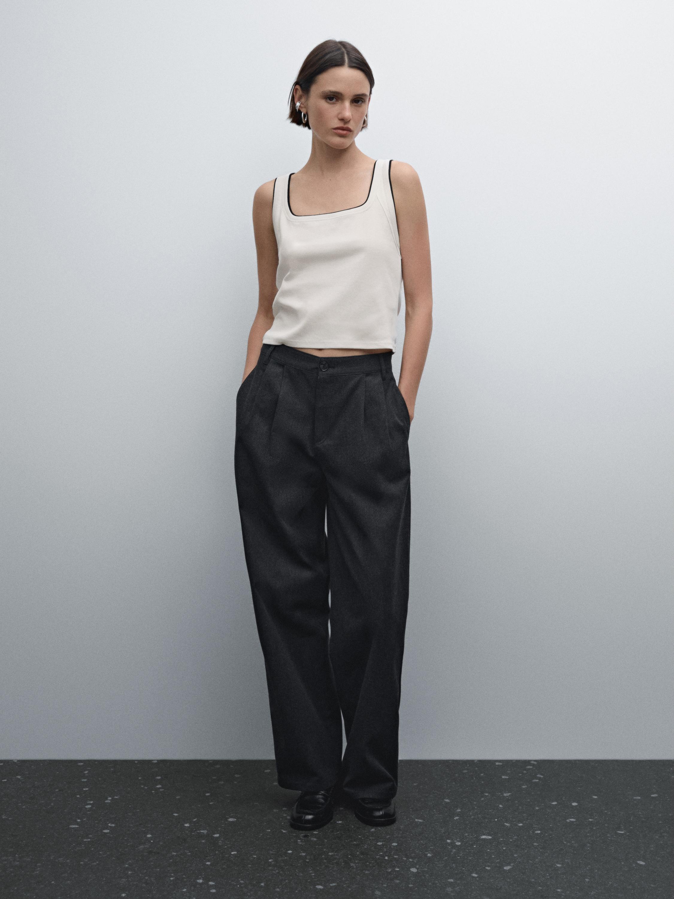 تيشرت مضلع قطن متباين