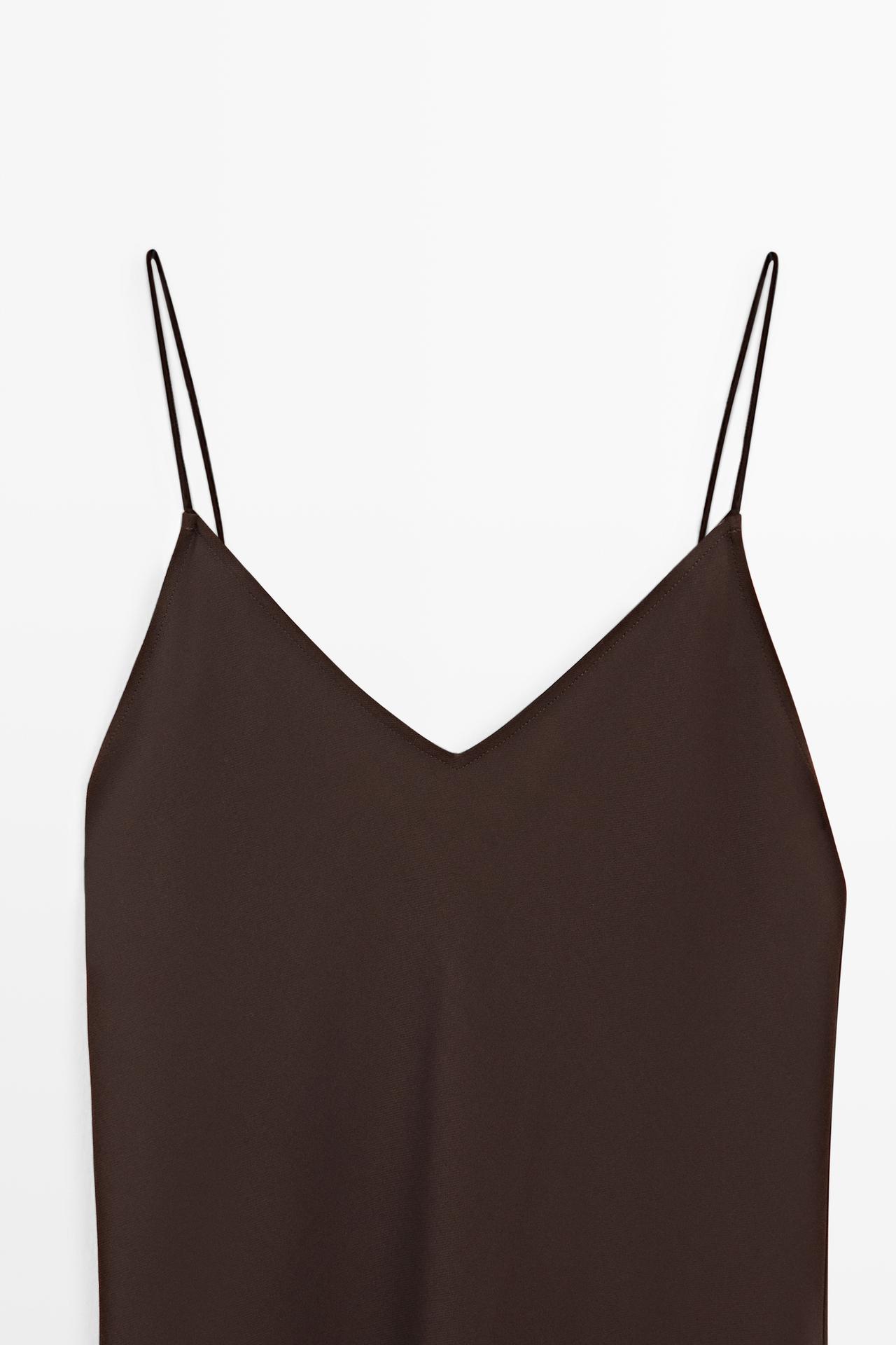 Flowing spaghetti strap midi dress — BROWN