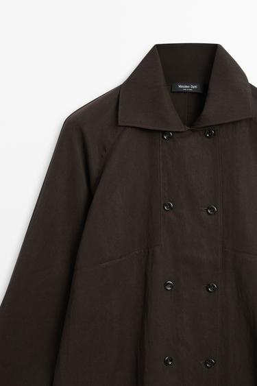 Double-breasted detail shirt — BROWN 4