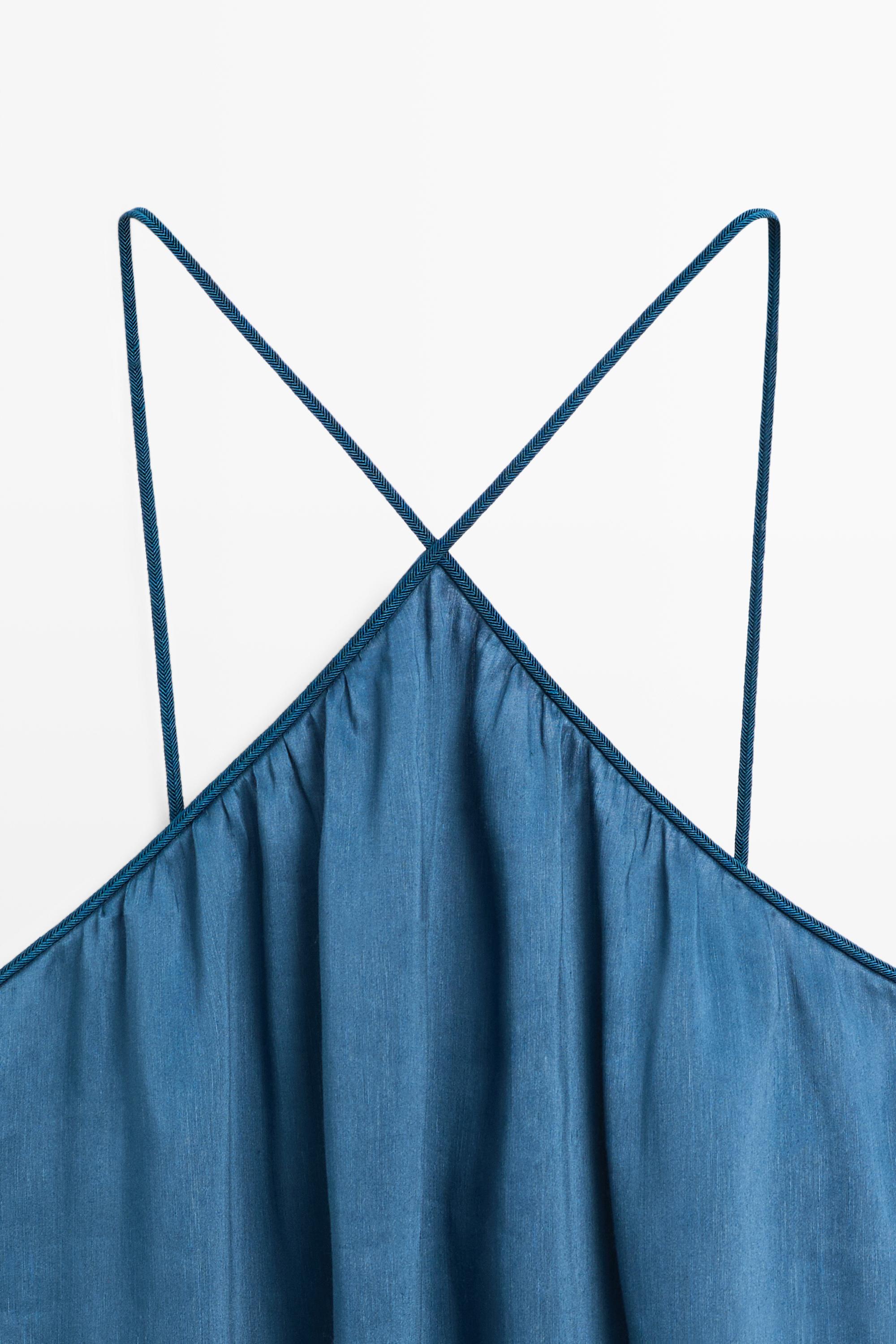Long flowing dress with criss-cross straps — BLUE