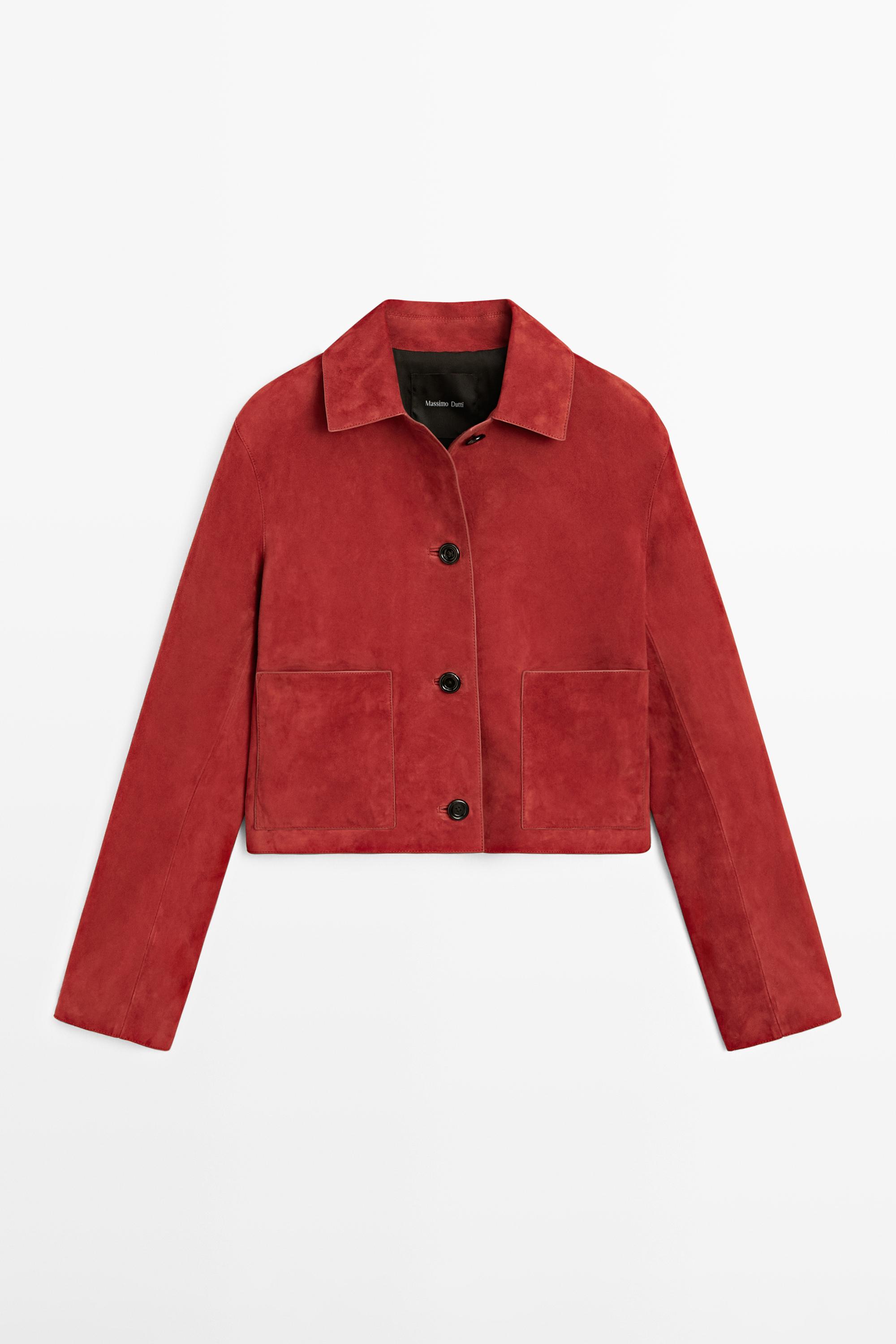 Short suede leather jacket — RED