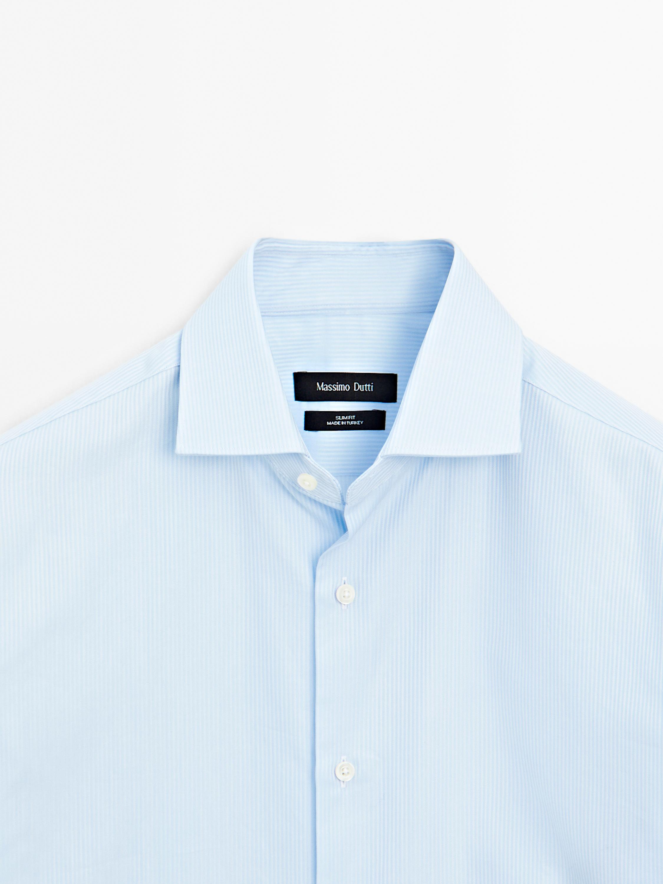 Slim fit striped shirt — SKY BLUE