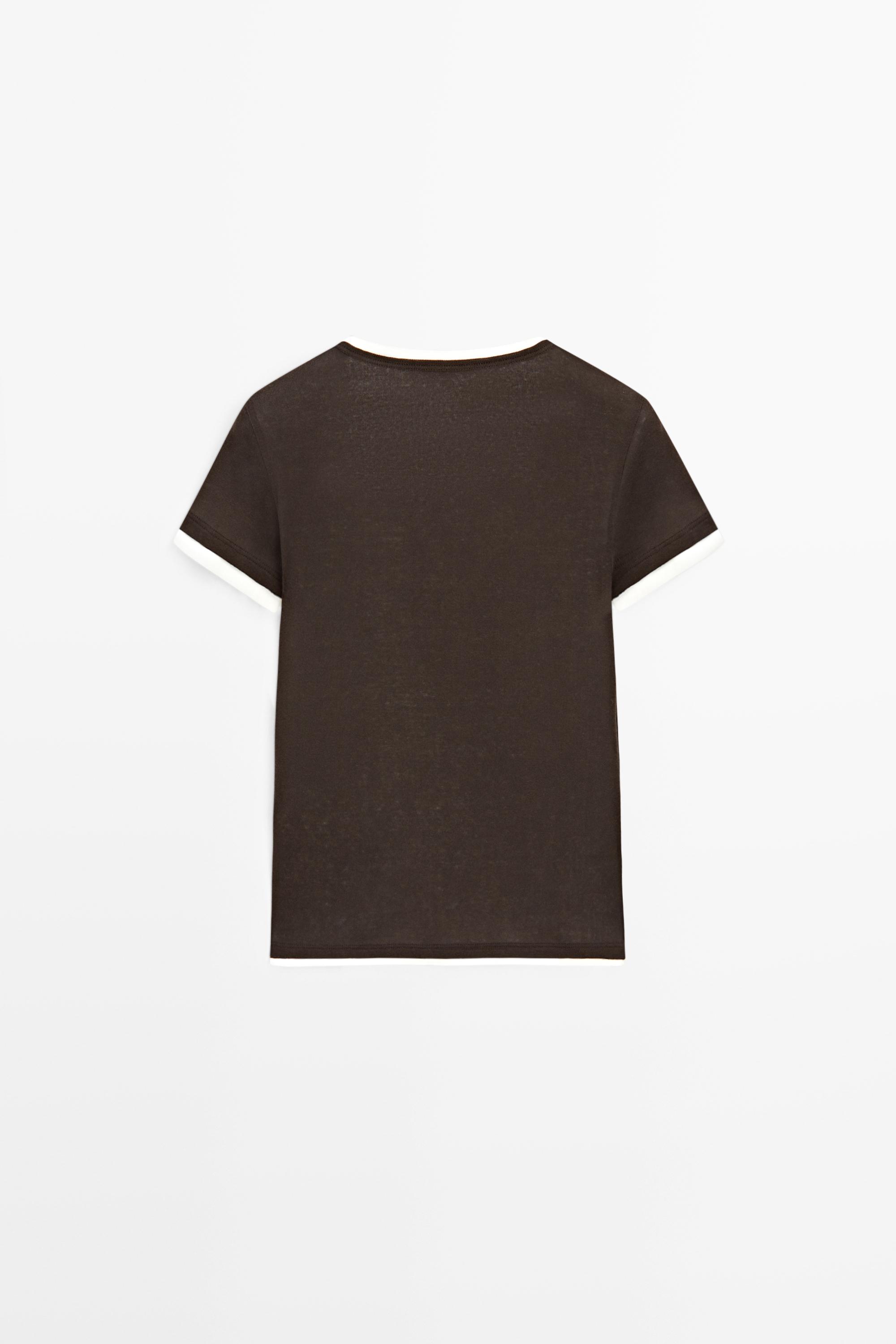 100% cotton double-layer short sleeve T-shirt — BROWN