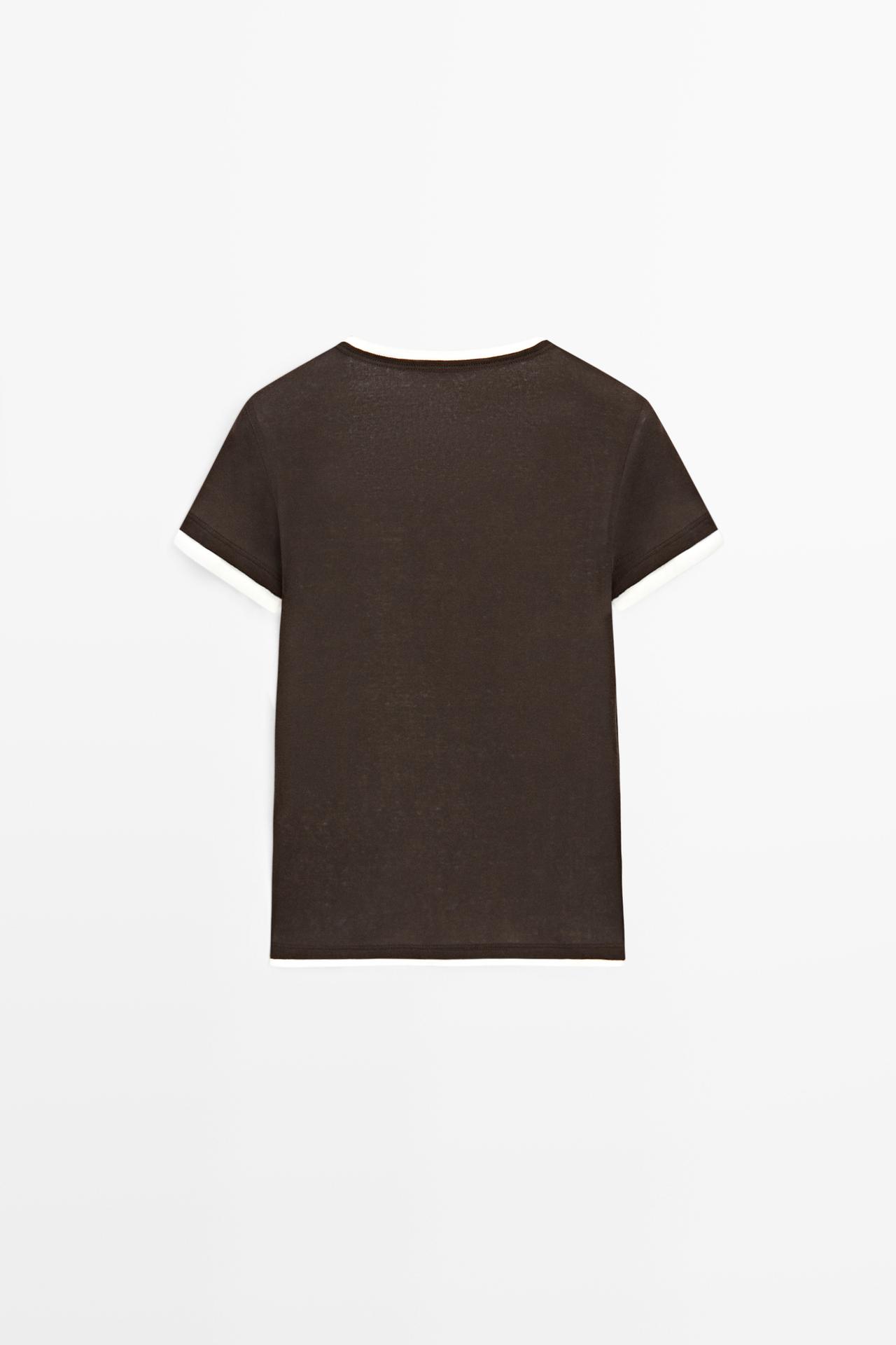 100% cotton double-layer short sleeve T-shirt — BROWN