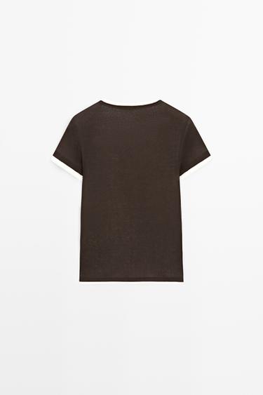 100% cotton double-layer short sleeve T-shirt — BROWN 5