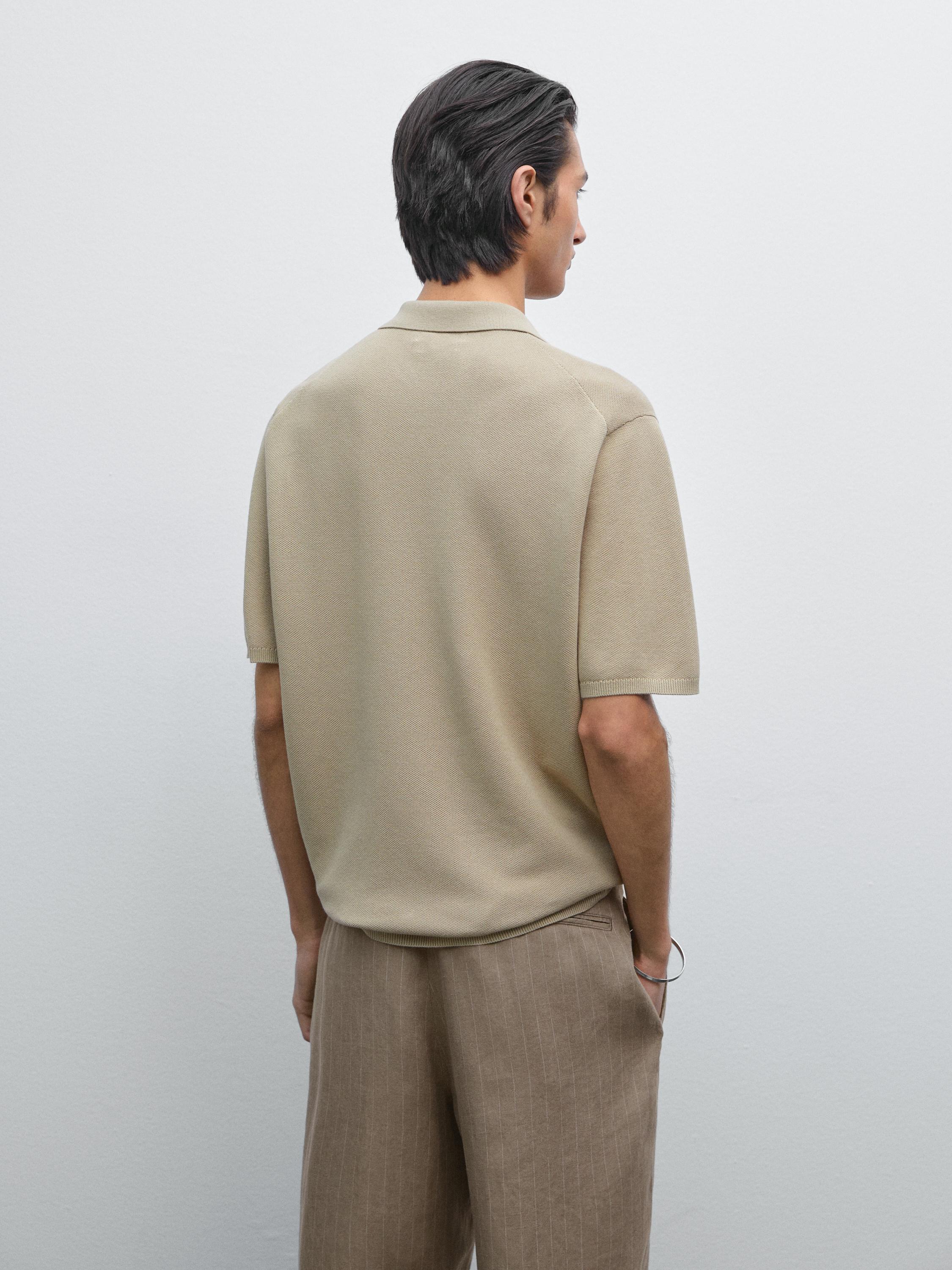100% cotton textured knit polo shirt