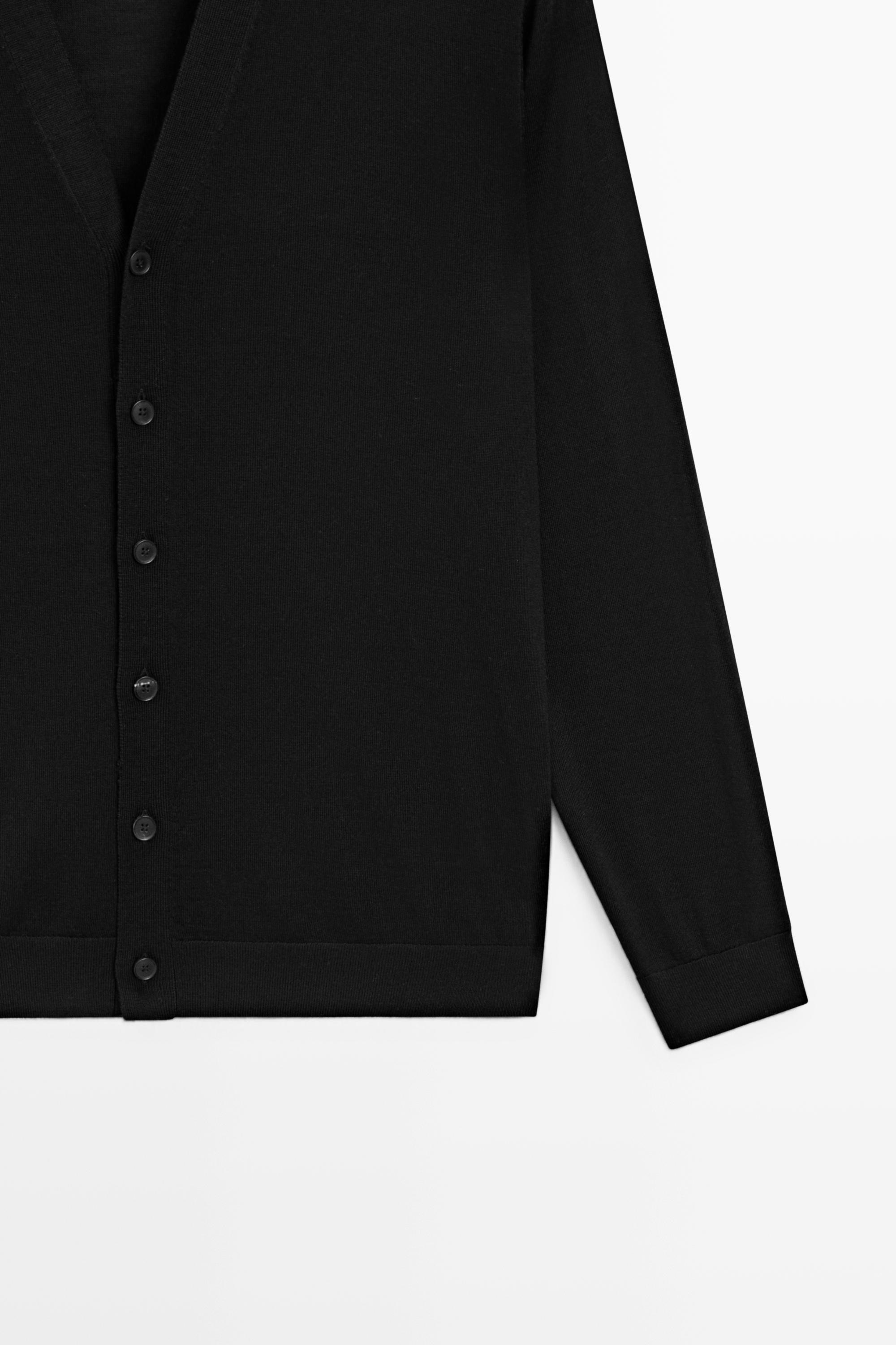 Merino wool button-up cardigan — BLACK